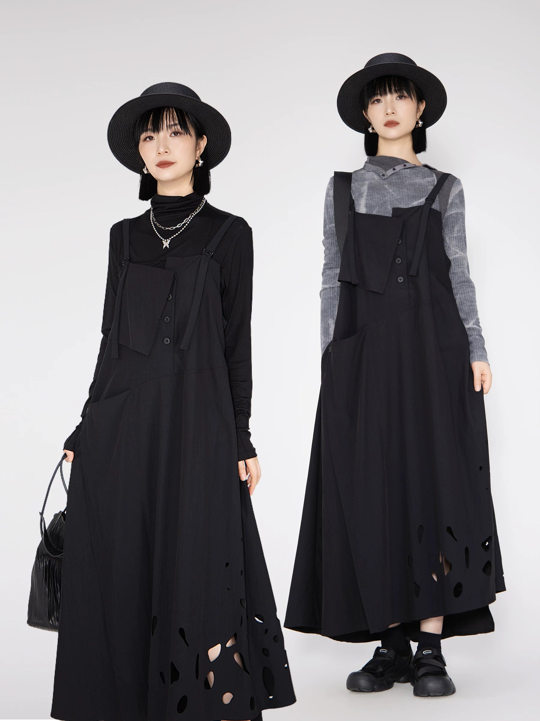 Cutout-Hem Pinafore Maxi Dress product view 1