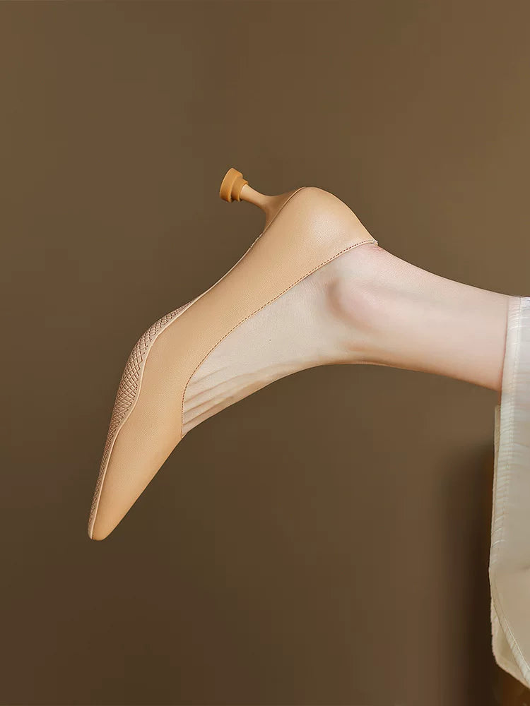 Soft-Leather Point-Toe Kitten Heels product view 1