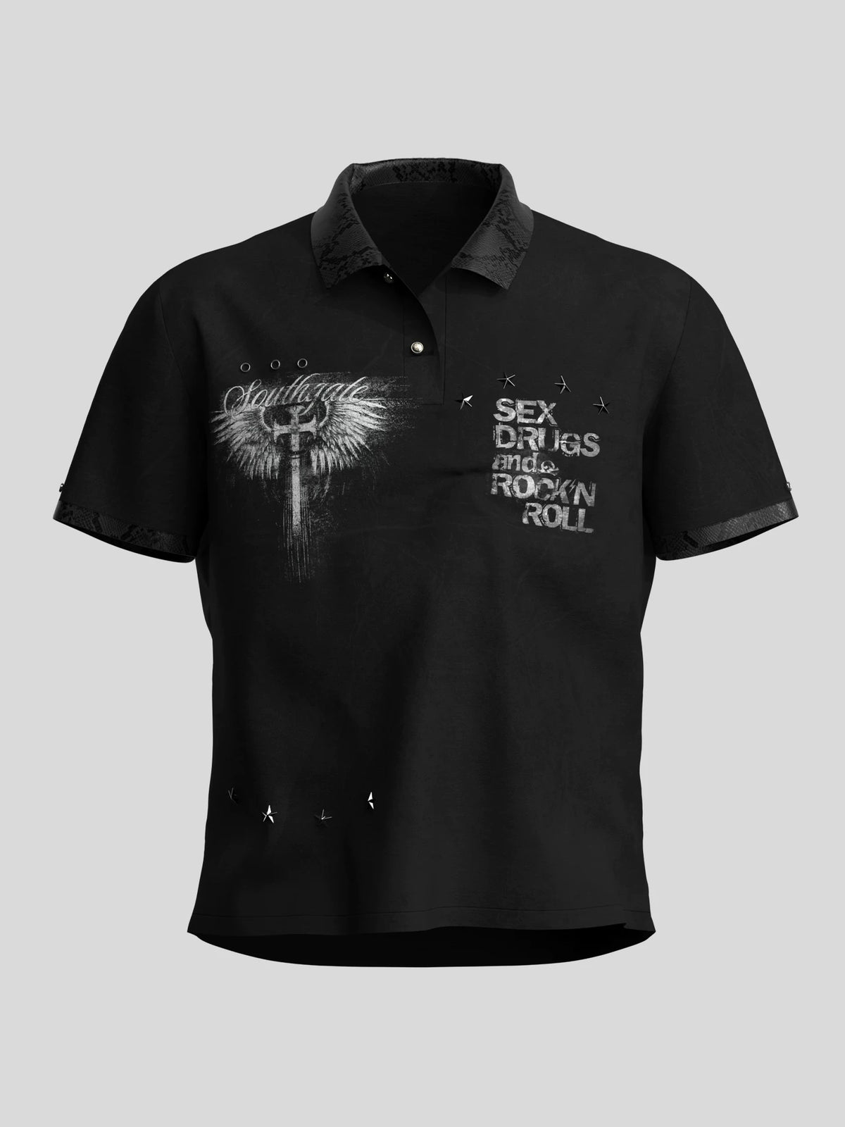 Studded Rock Graphic Cotton Polo product view 1