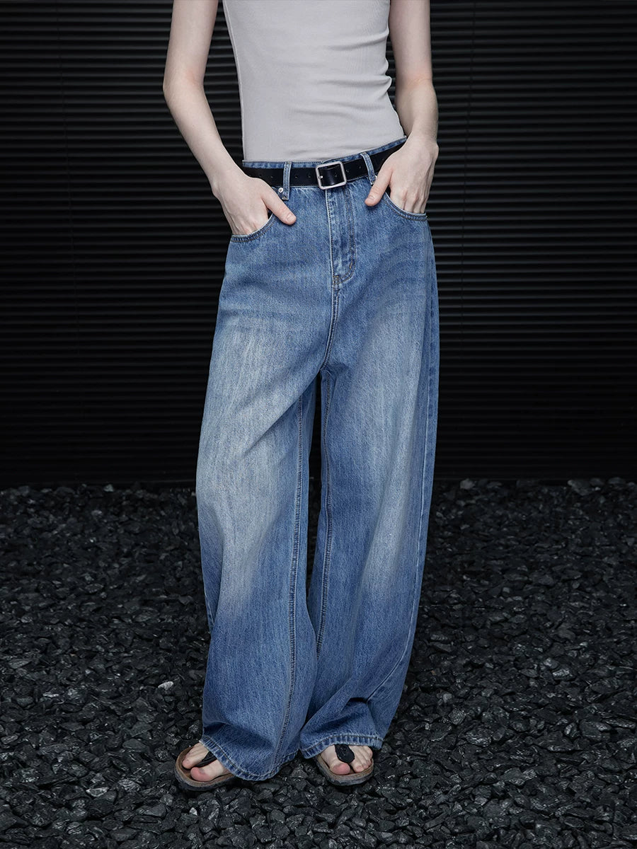 Vintage-Wash Barrel-Leg Jeans product view 1