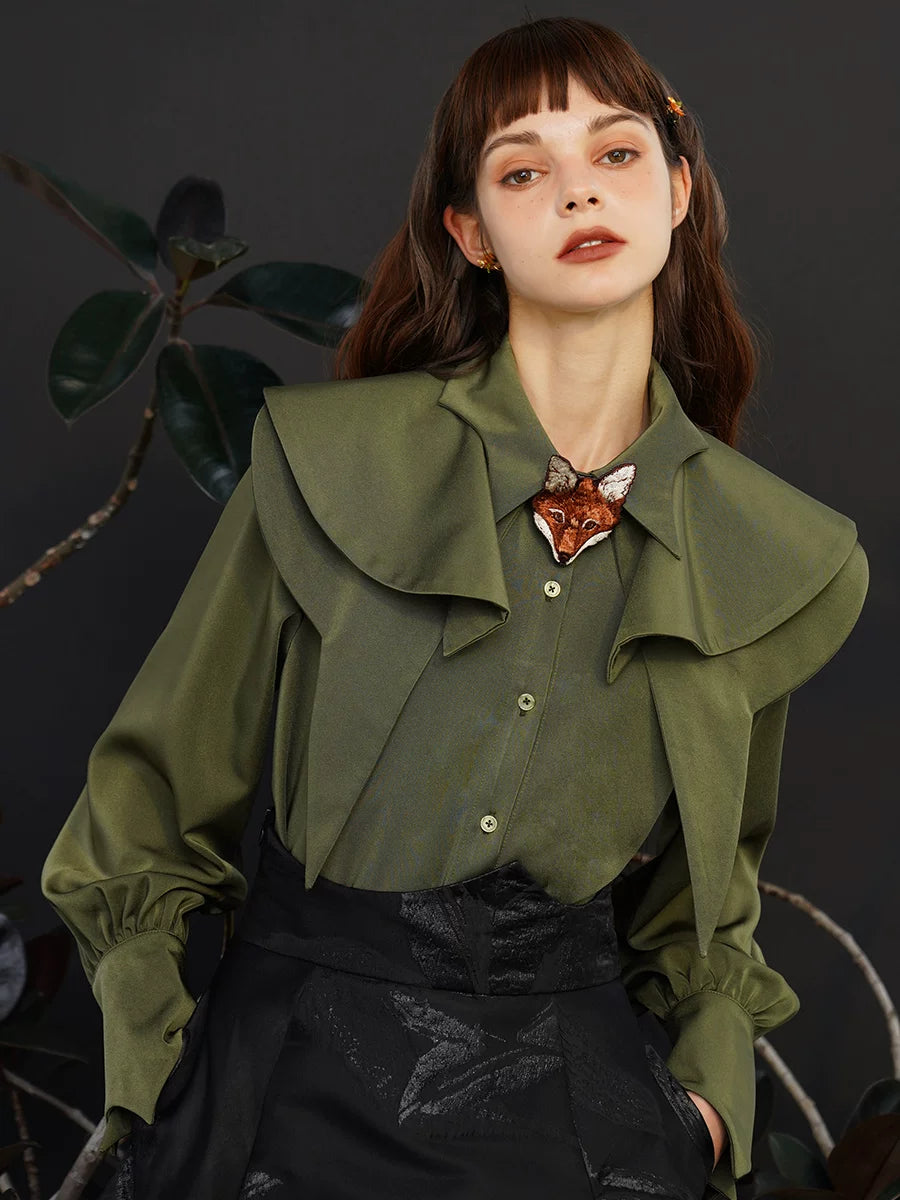 Detachable Cape-Collar Blouse product view 1