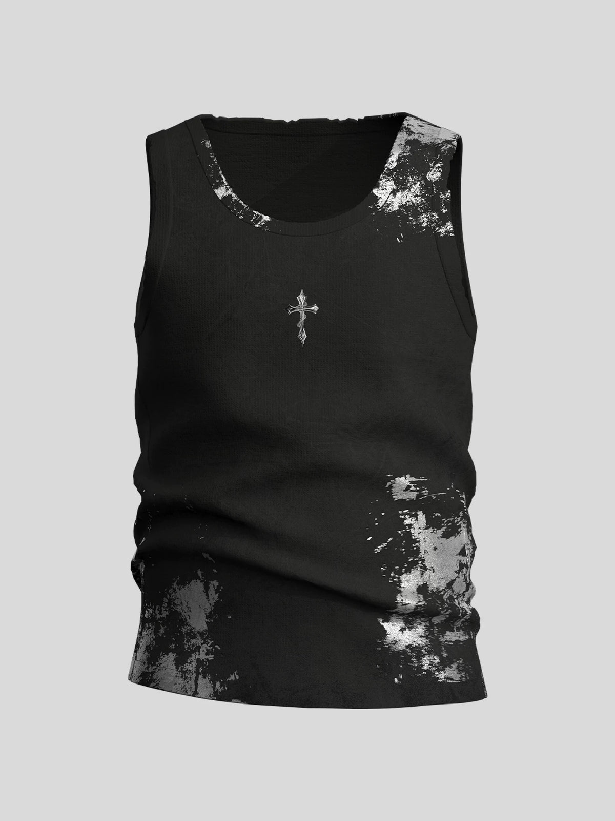 Silver Cross Print Fitted Cotton Tank product view 1