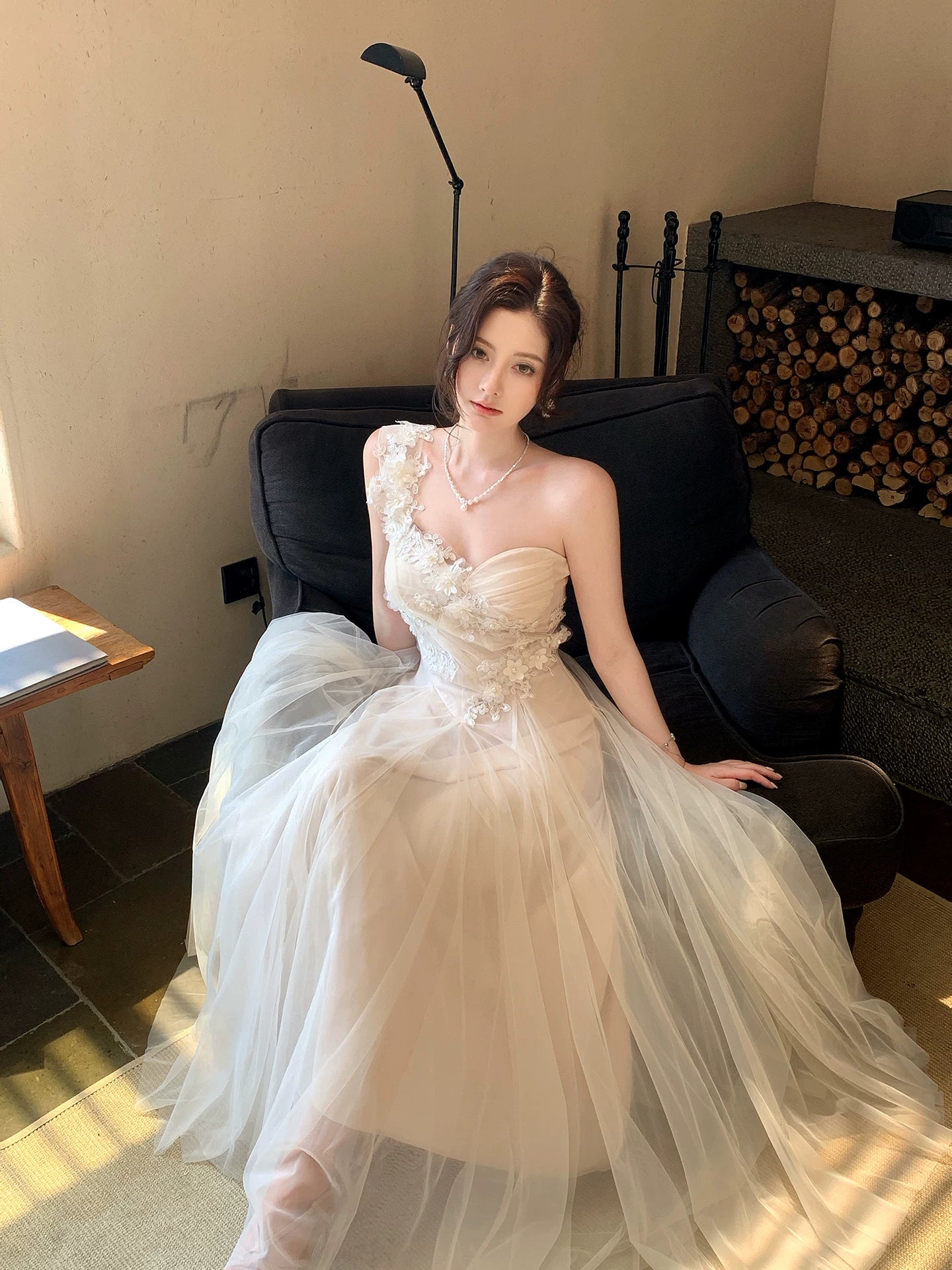 Embroidered Floral Tulle Maxi Dress product view 2
