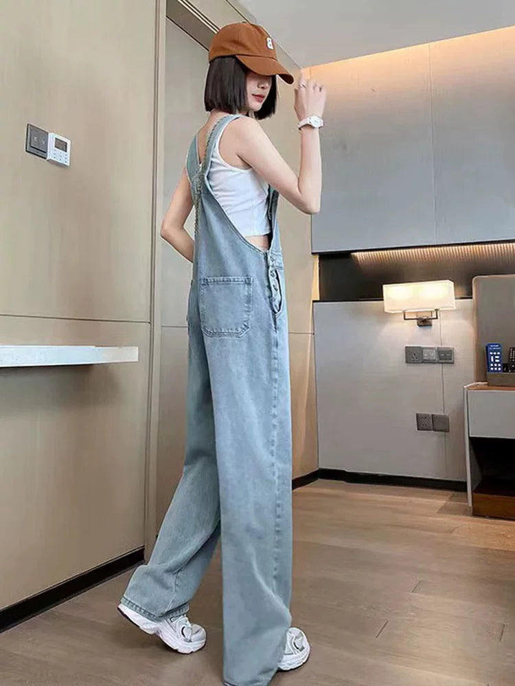 Utility Denim Wide-Leg Overalls product view 2