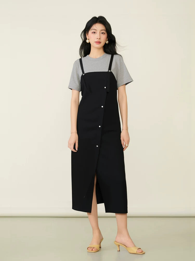 Layered Tee Pinafore Midi Dress product view 1