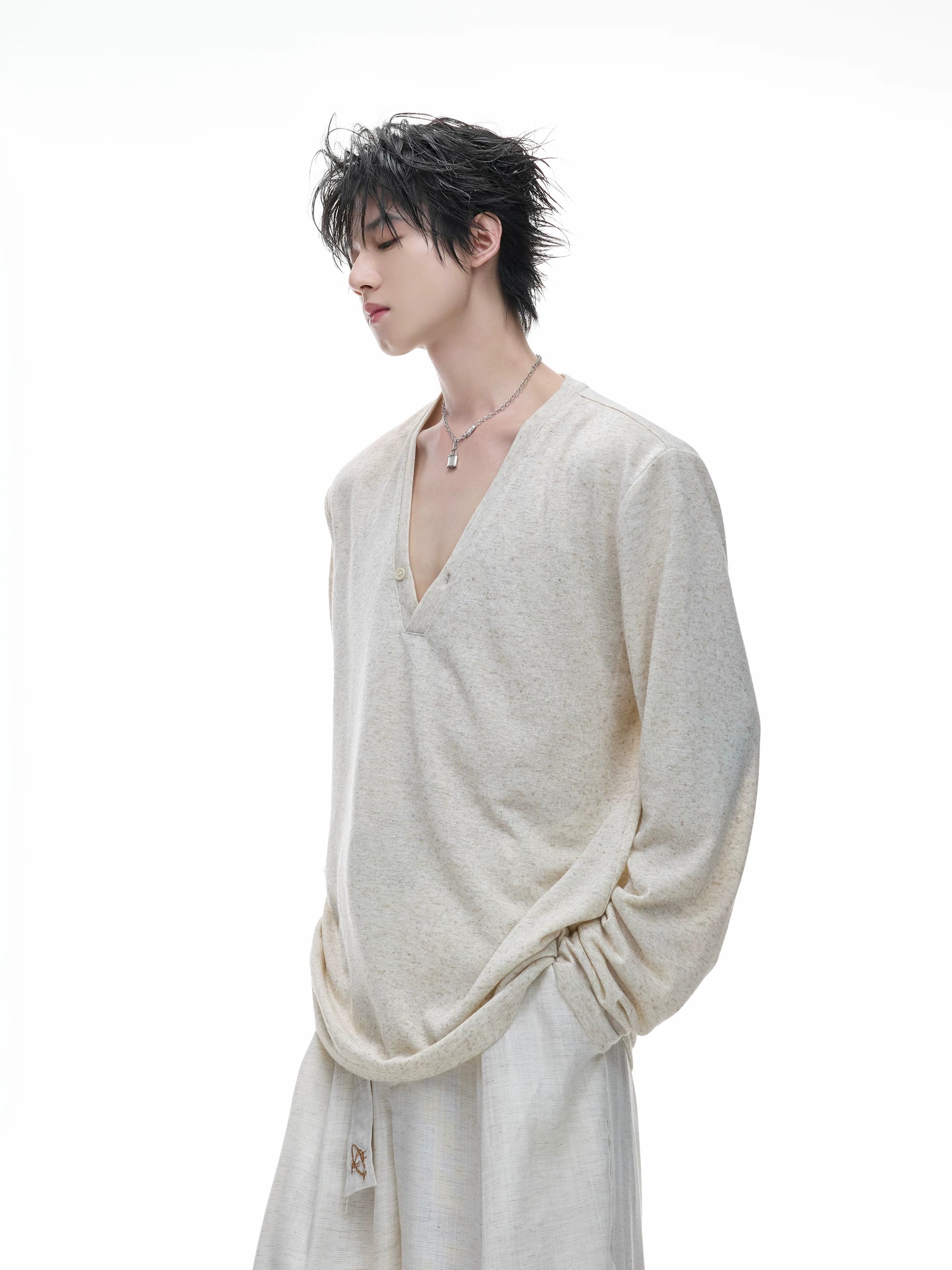 Airy Deep V-Neck Long-Sleeve Top product view 1