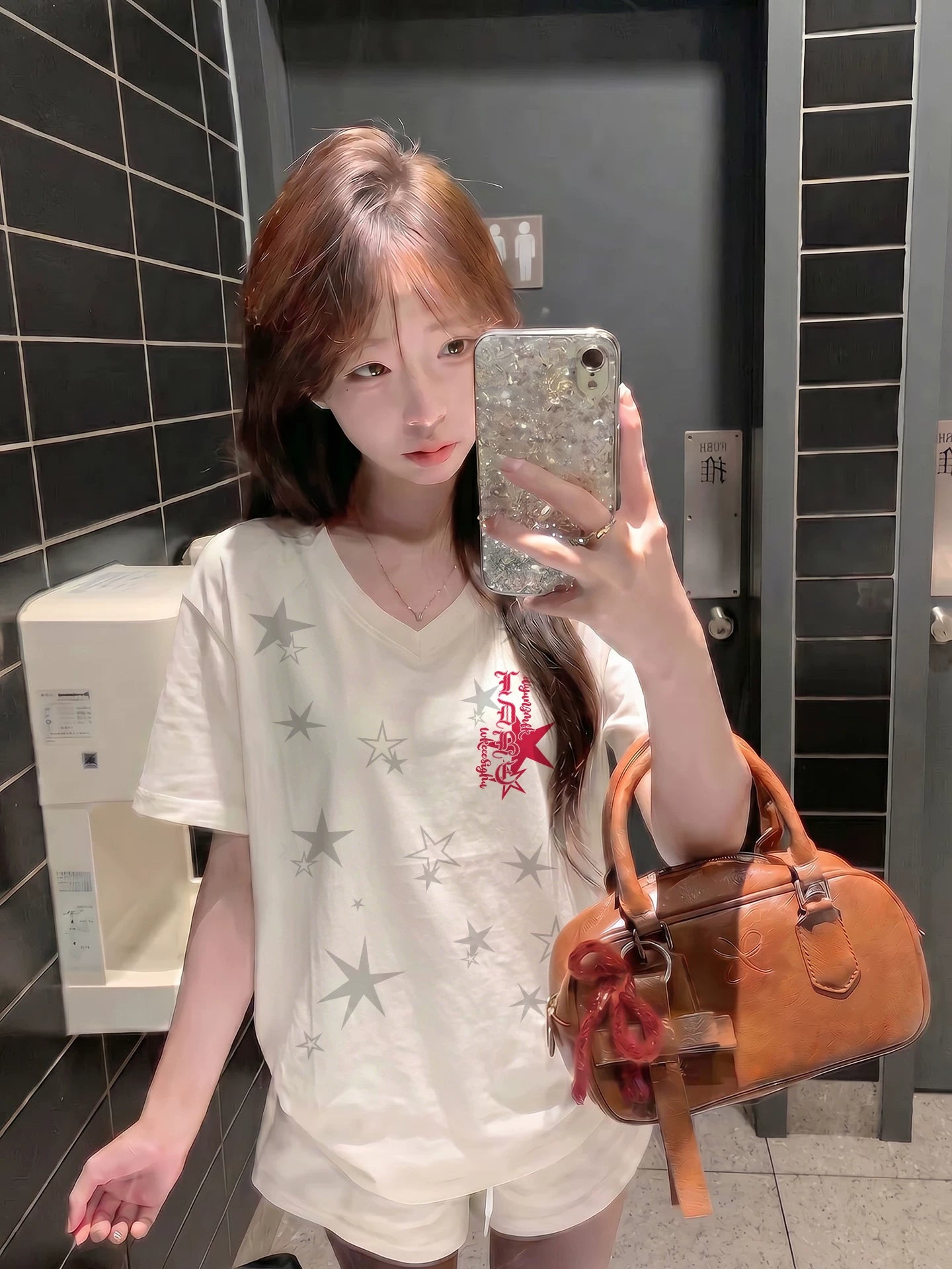 Star-Print V-Neck T-Shirt product view 2