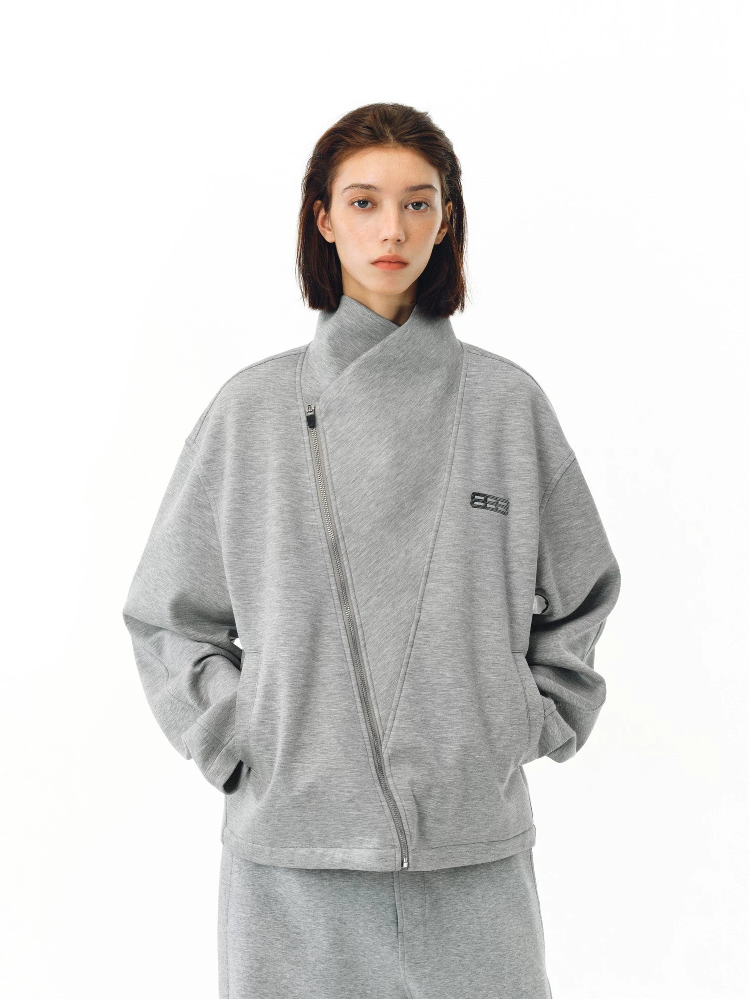 Asymmetric Zip High-Neck Jacket product view 1