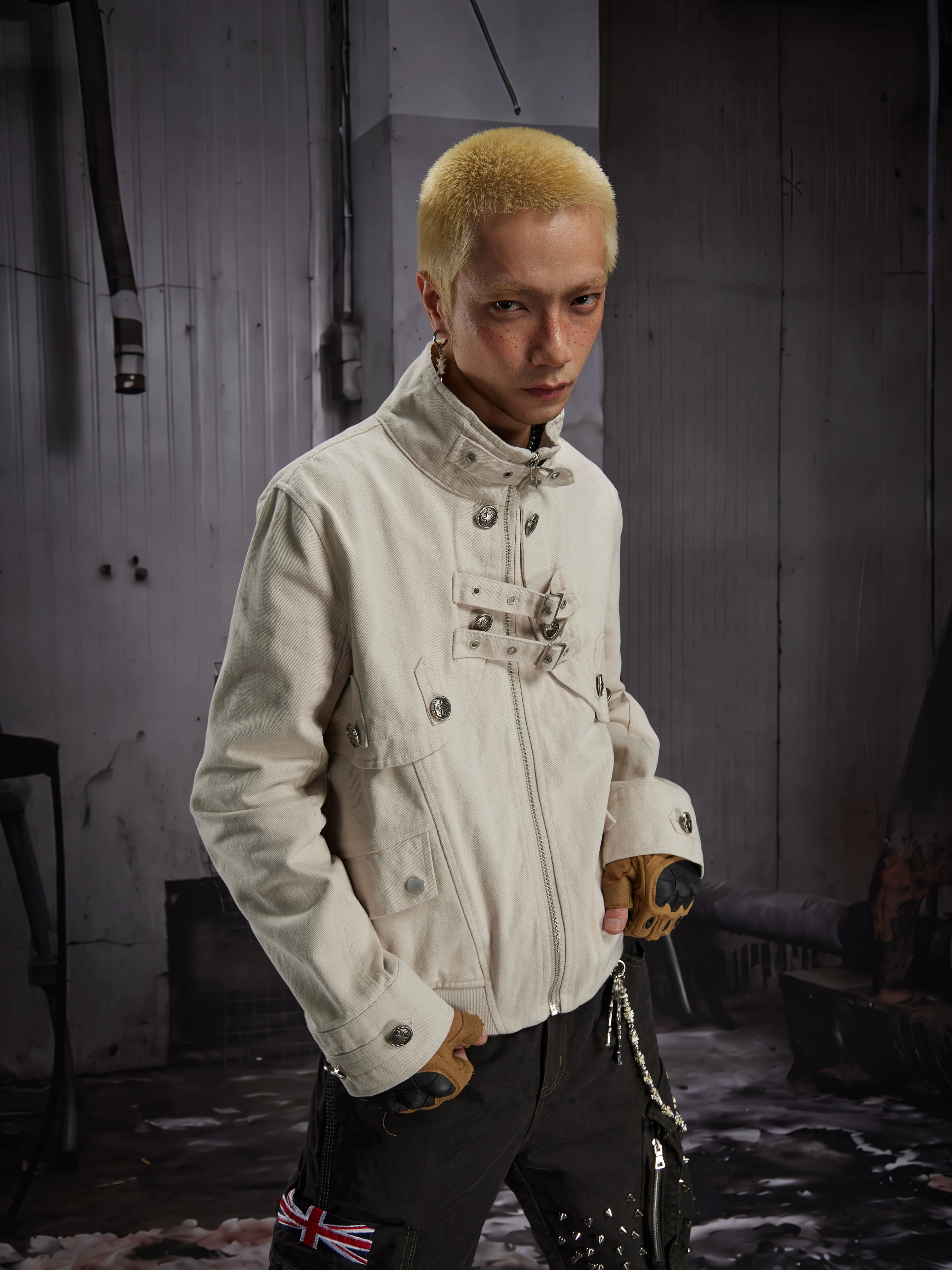 Buckle-Strap Stand-Collar Jacket product view 2