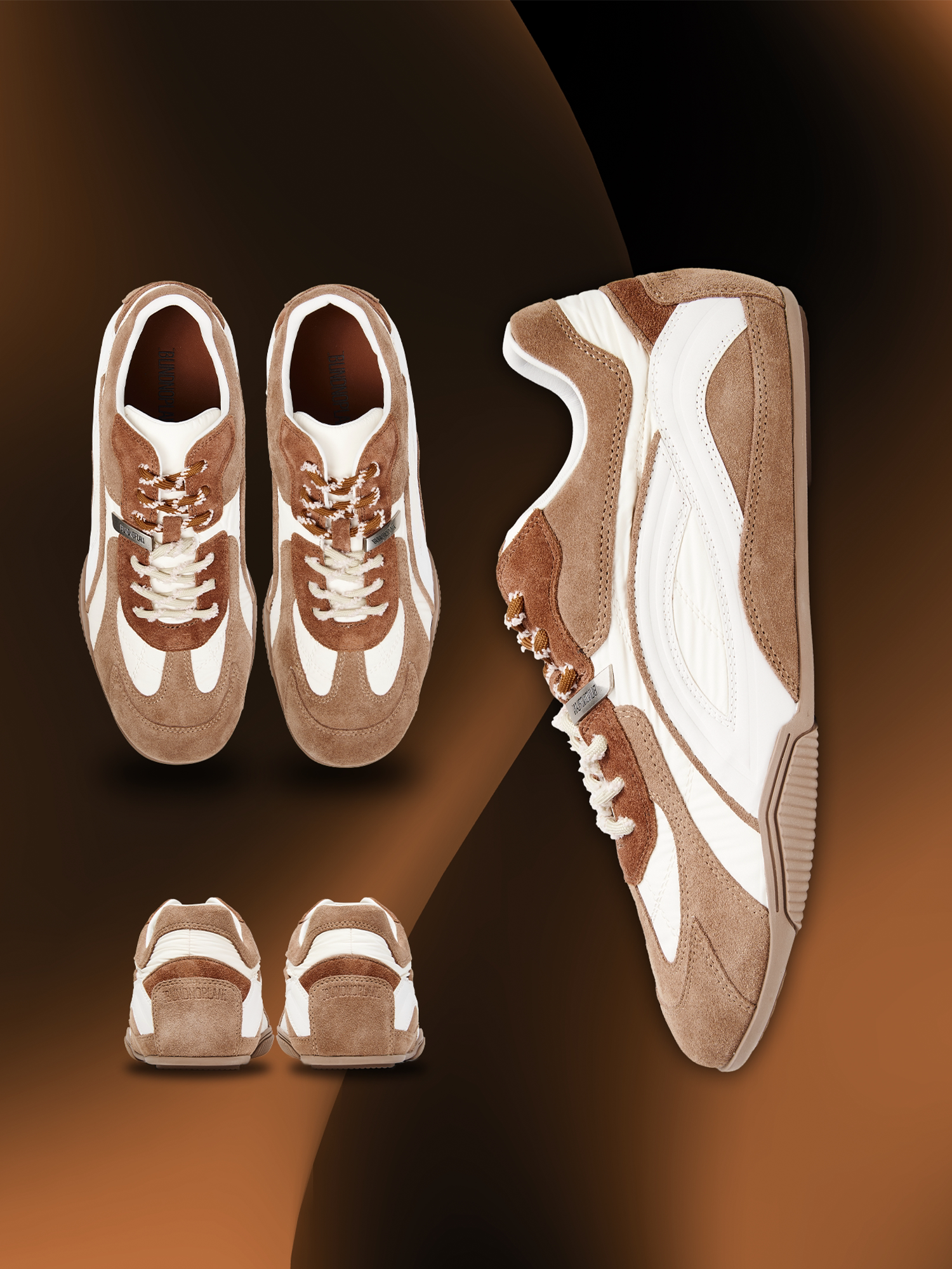 Contrast-Panel Low-Profile Racing Sneakers product view 1