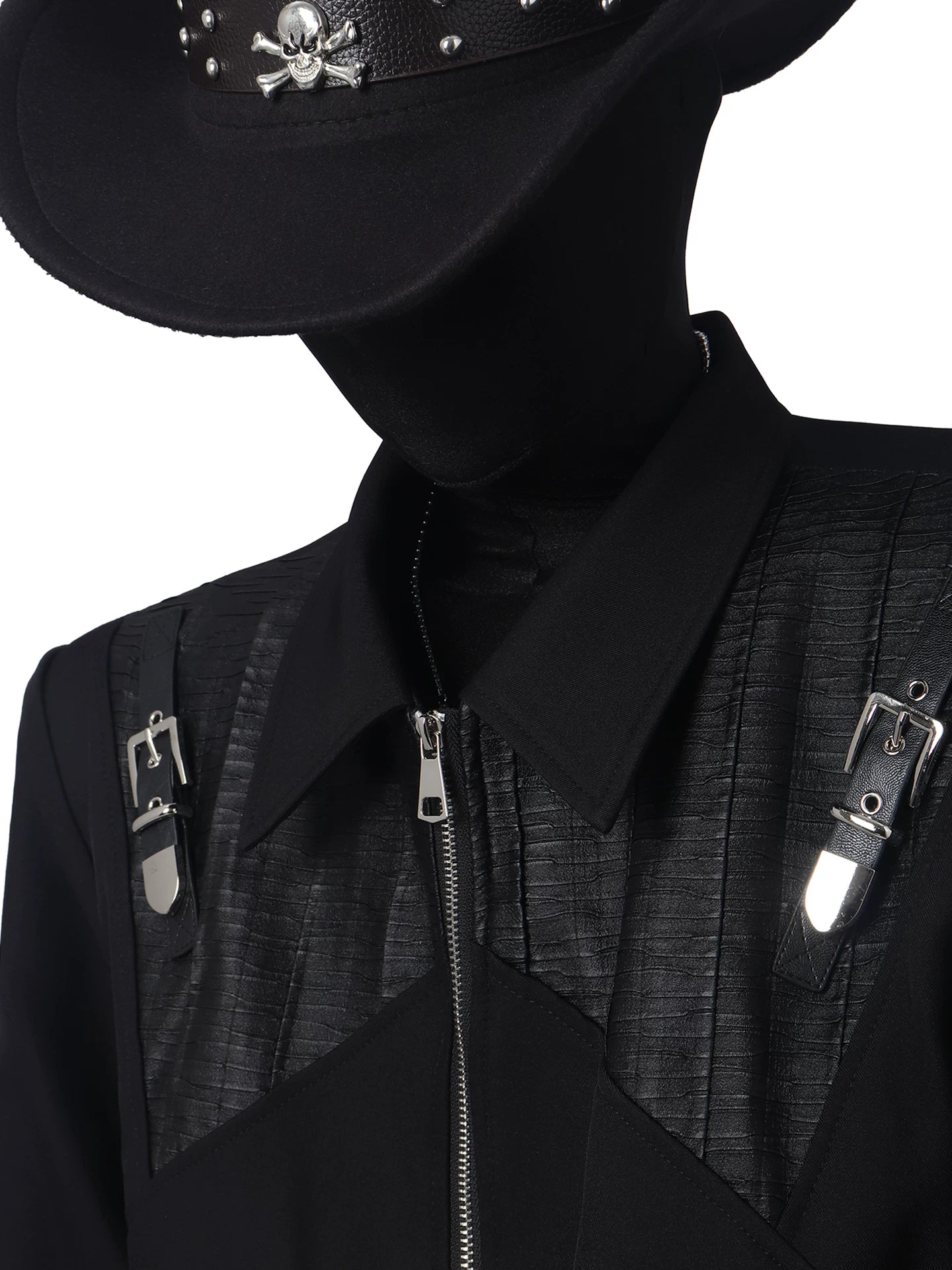 Buckle-Panel Cropped Zip Jacket product view 2