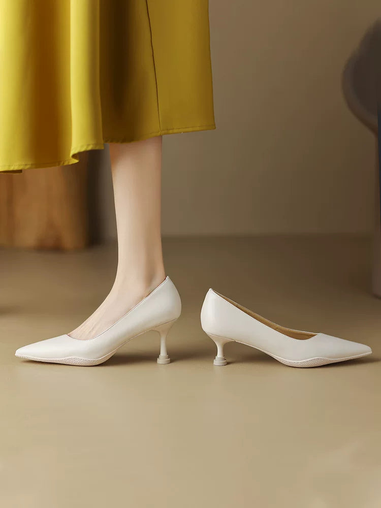 Soft-Leather Point-Toe Kitten Heels product view 2