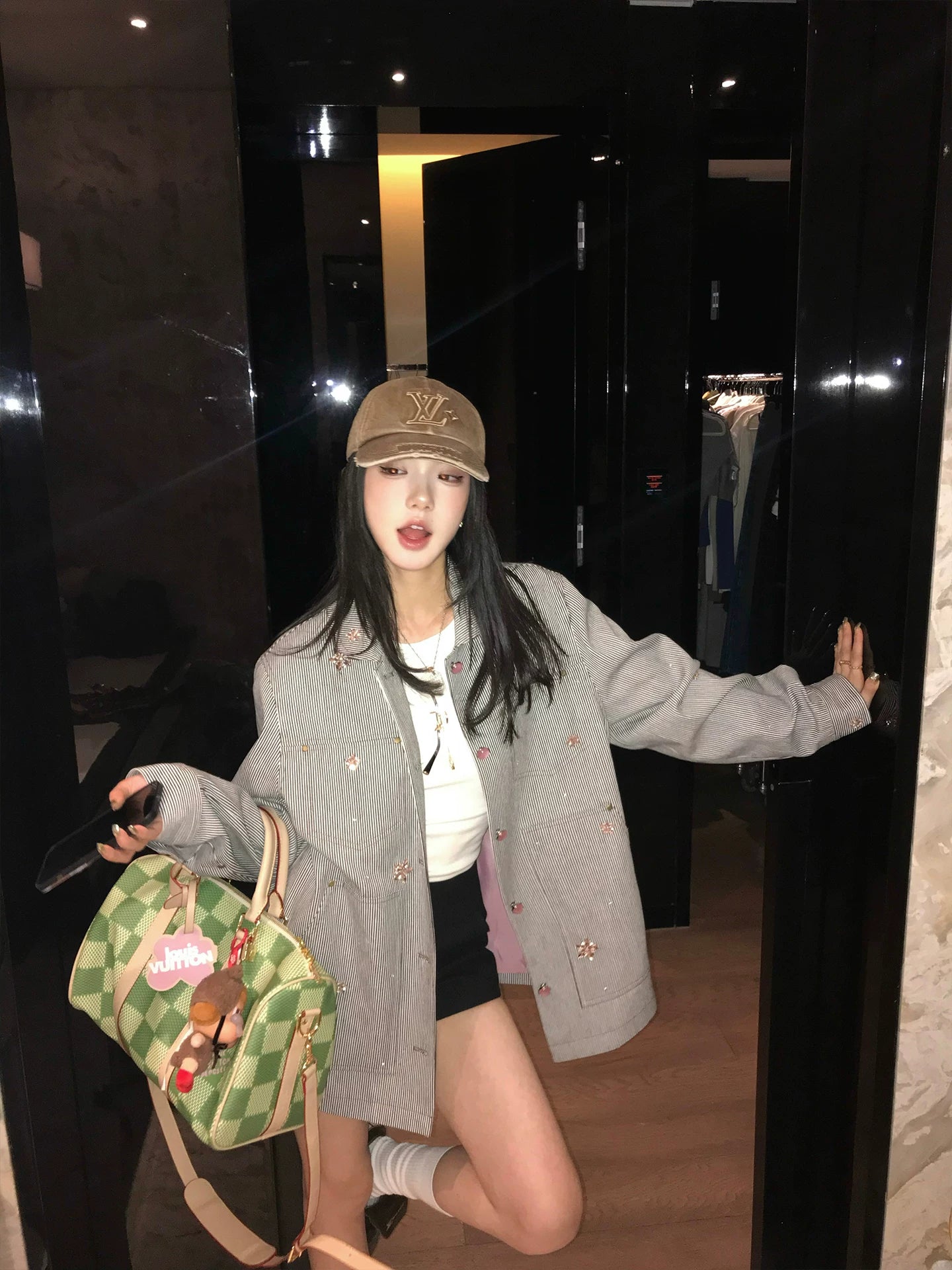 Striped Oversized Denim Jacket product view 1