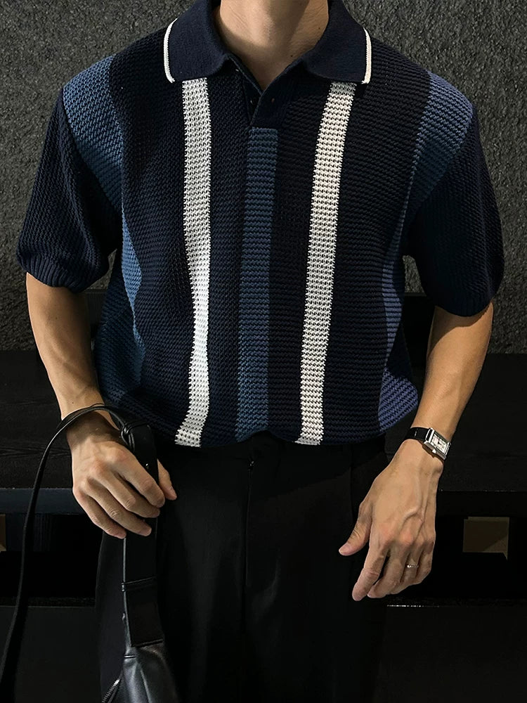 Open-Knit Striped Polo Shirt product view 2