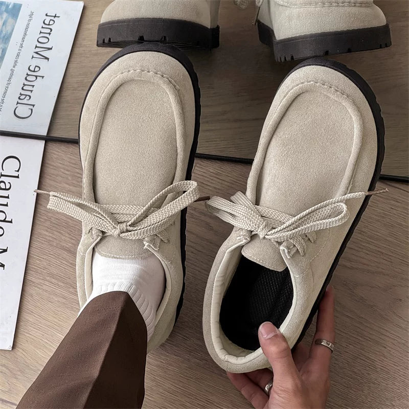 Square-Toe Suede Lace-Up Shoes product view 1