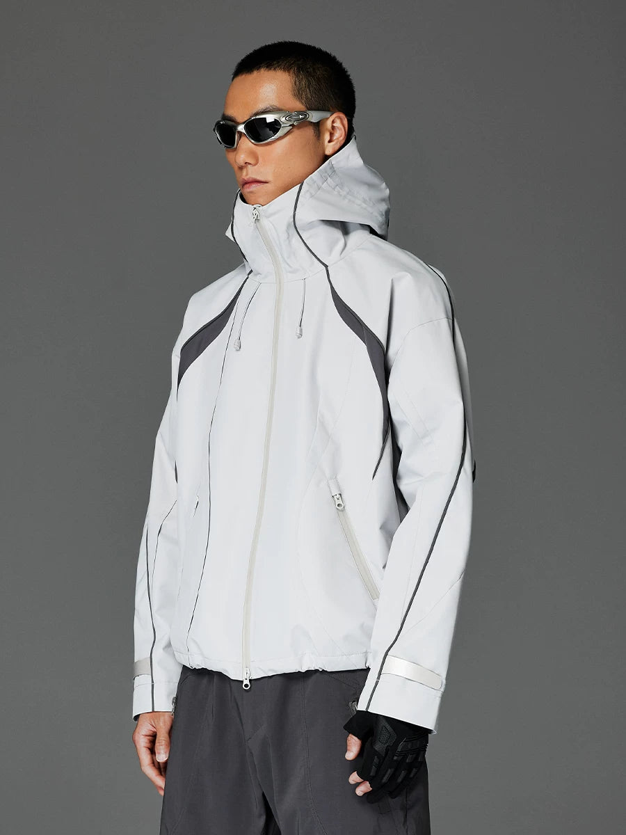Contrast-Panel Hooded Shell Jacket product view 3