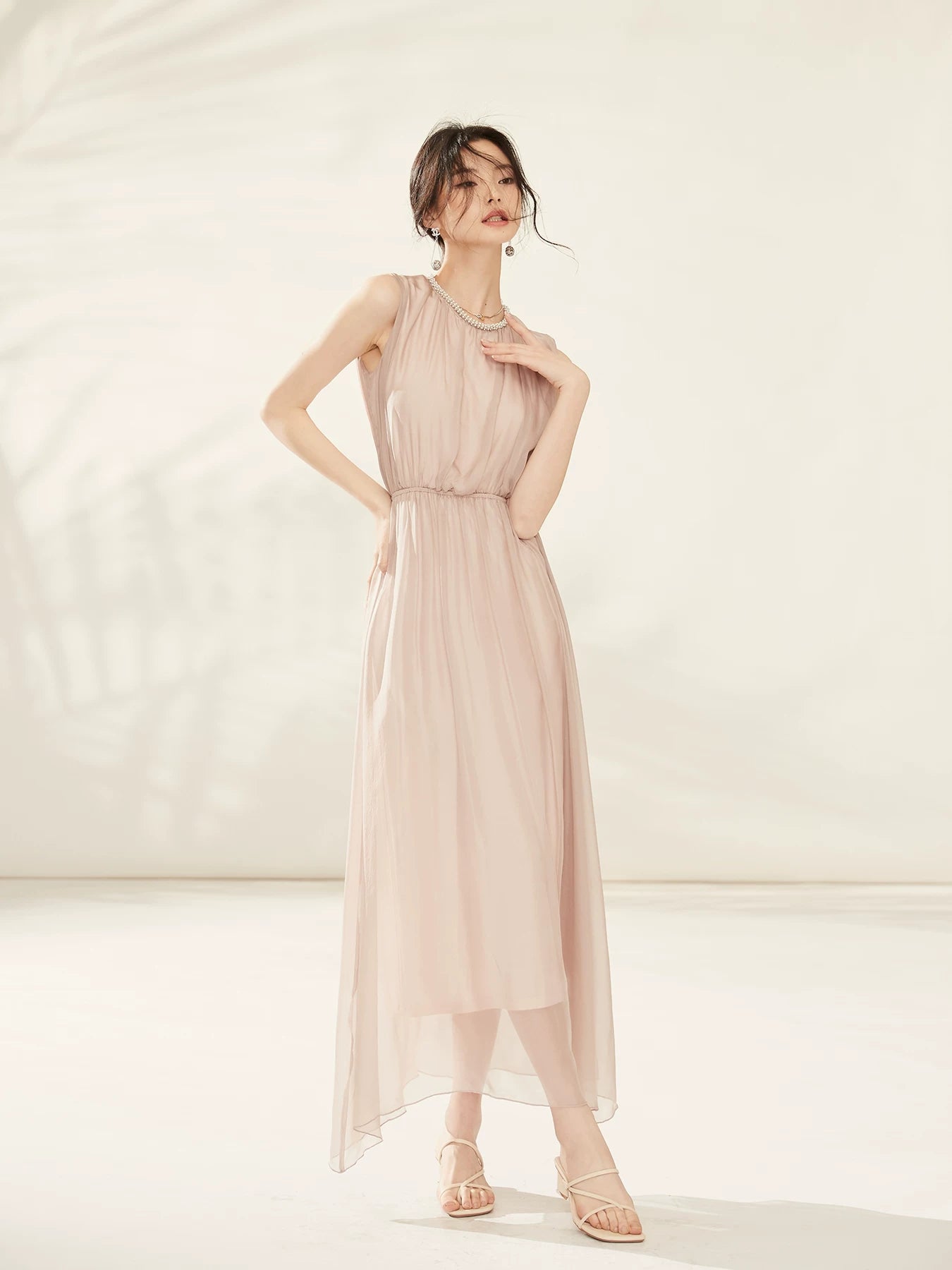 Champagne Silk Midi Dress product view 3