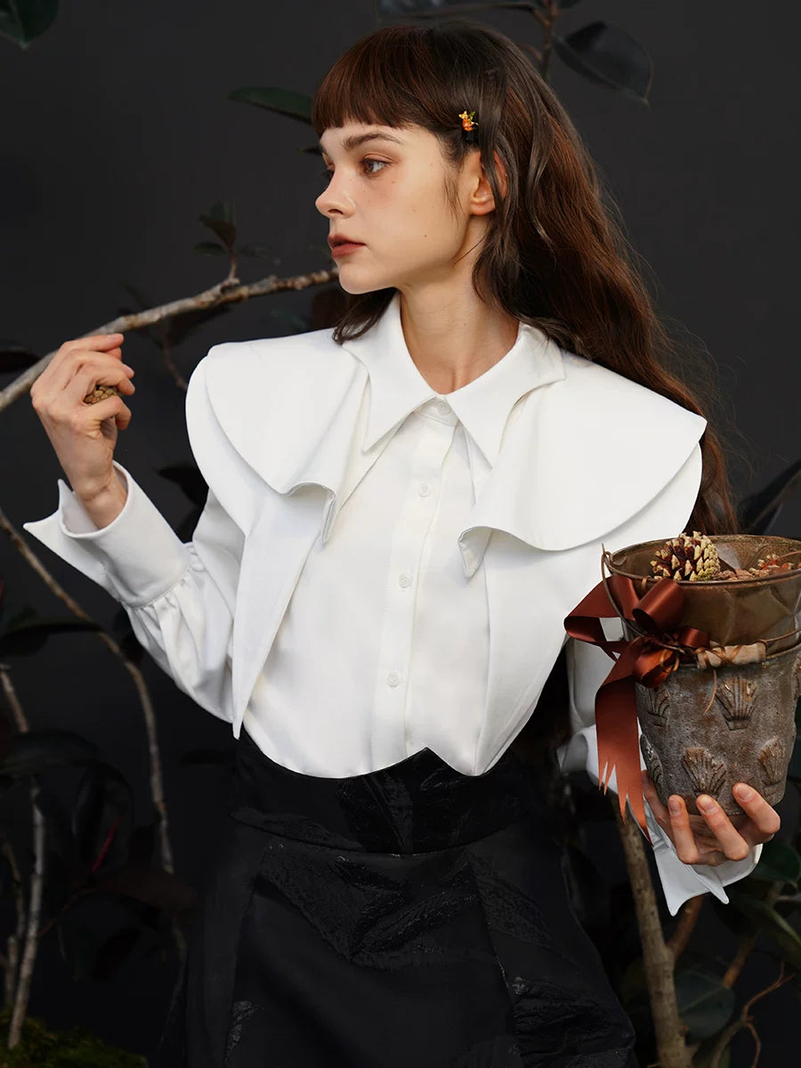 Detachable Cape-Collar Blouse product view 3