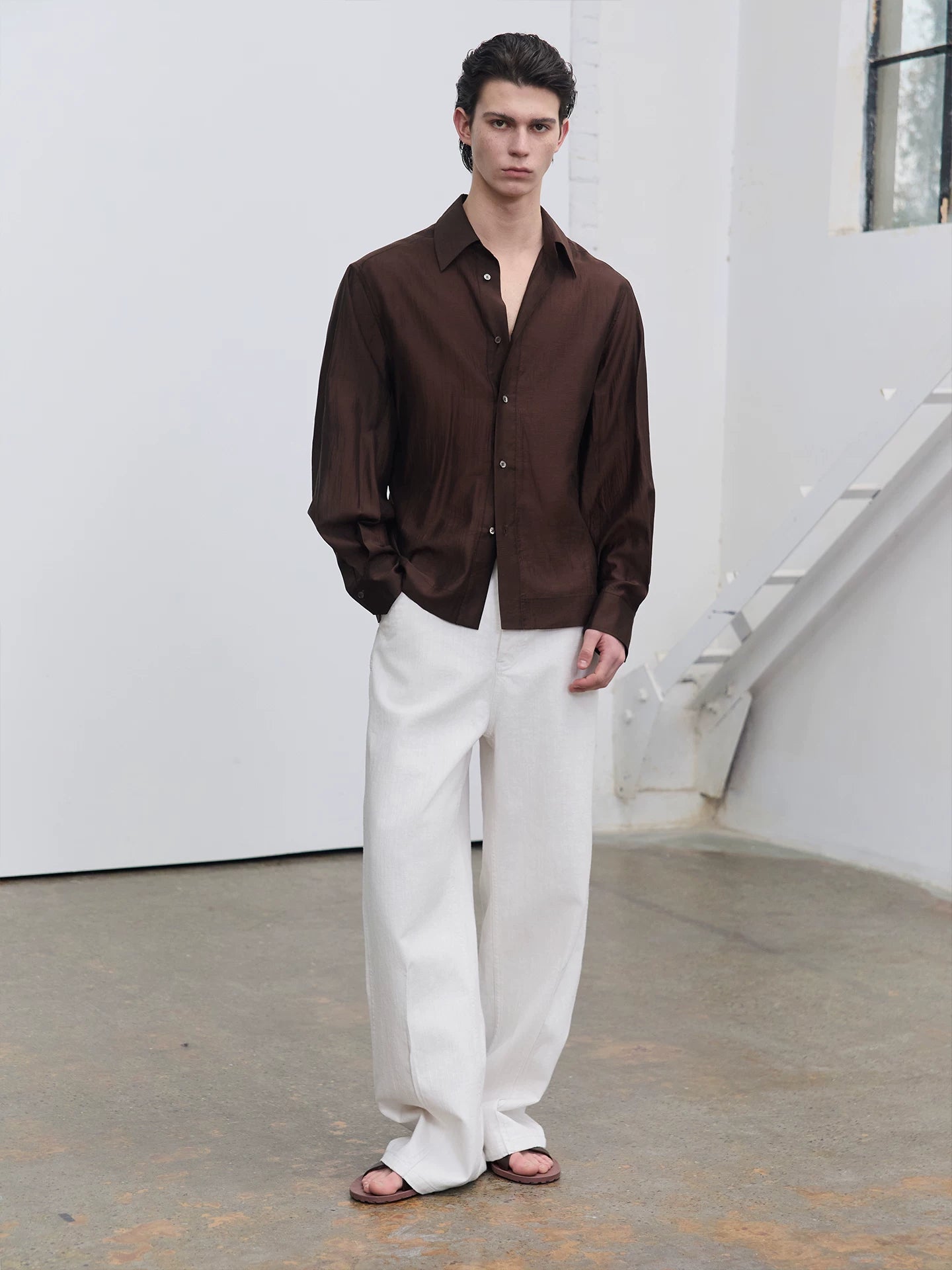 Fluid Sheen Tailored Long-Sleeve Shirt product view 1