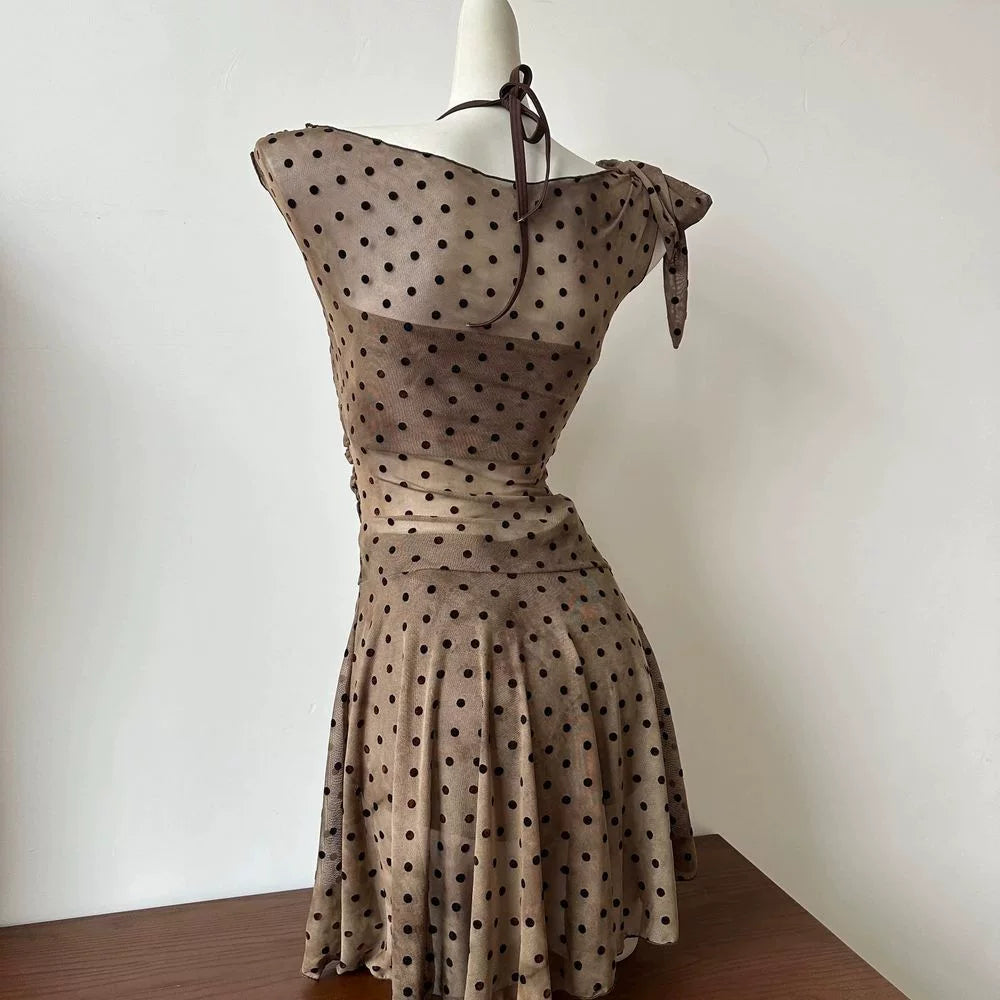 Asymmetric Polka-Dot Swim Dress product view 3