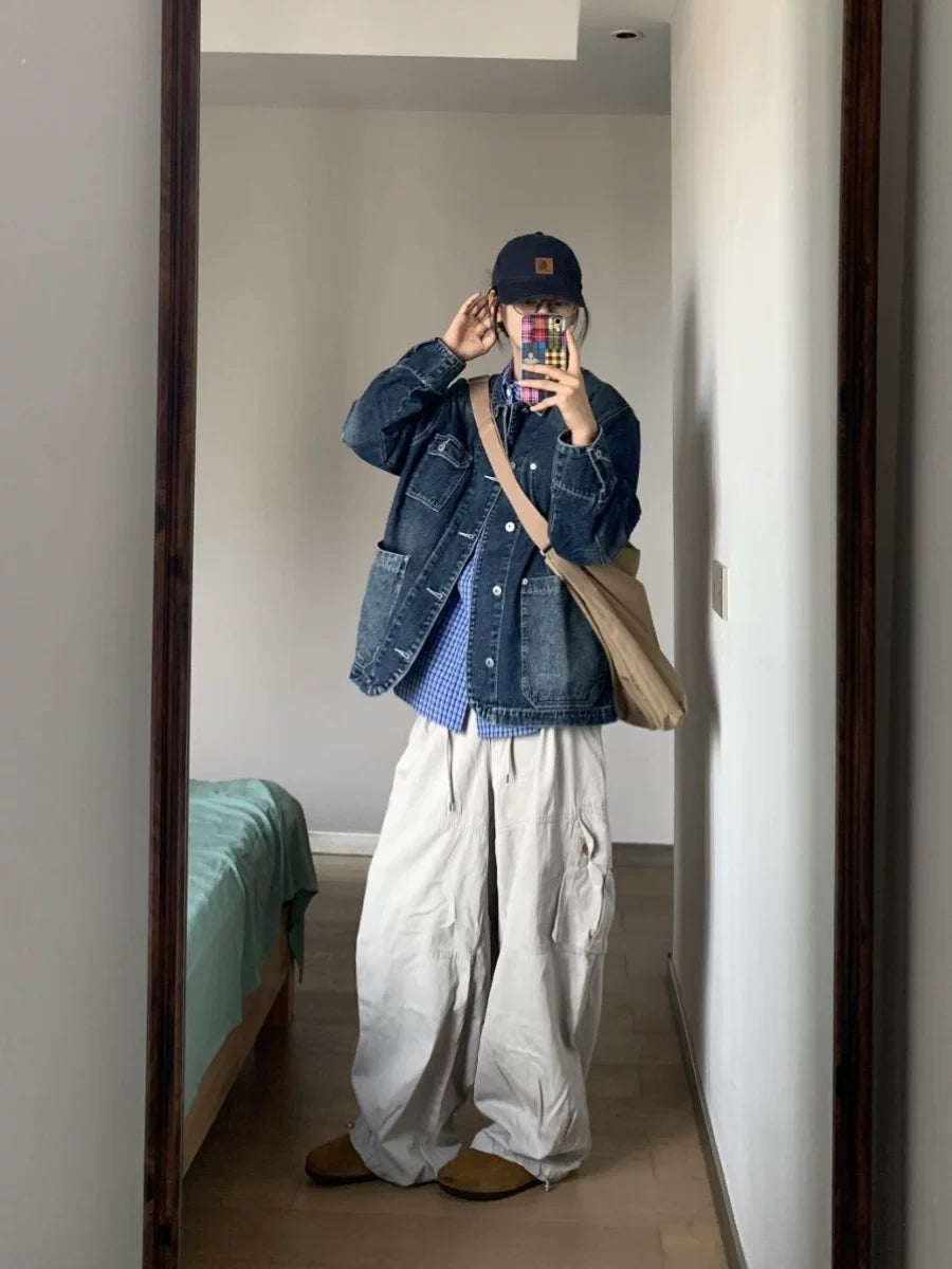 Oversized Vintage-Wash Denim Jacket product view 3