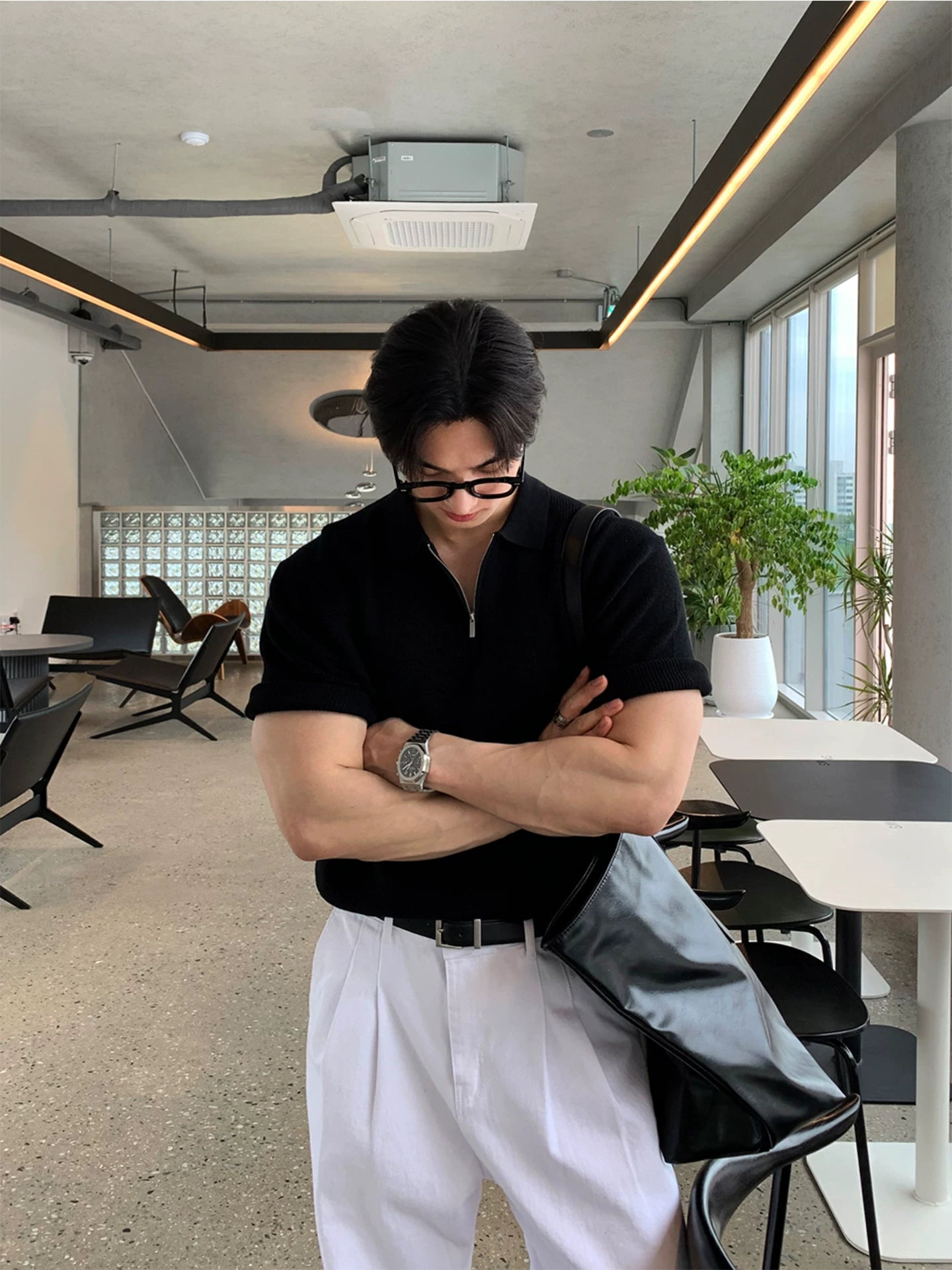 Half-Zip Knit Polo Shirt product view 3