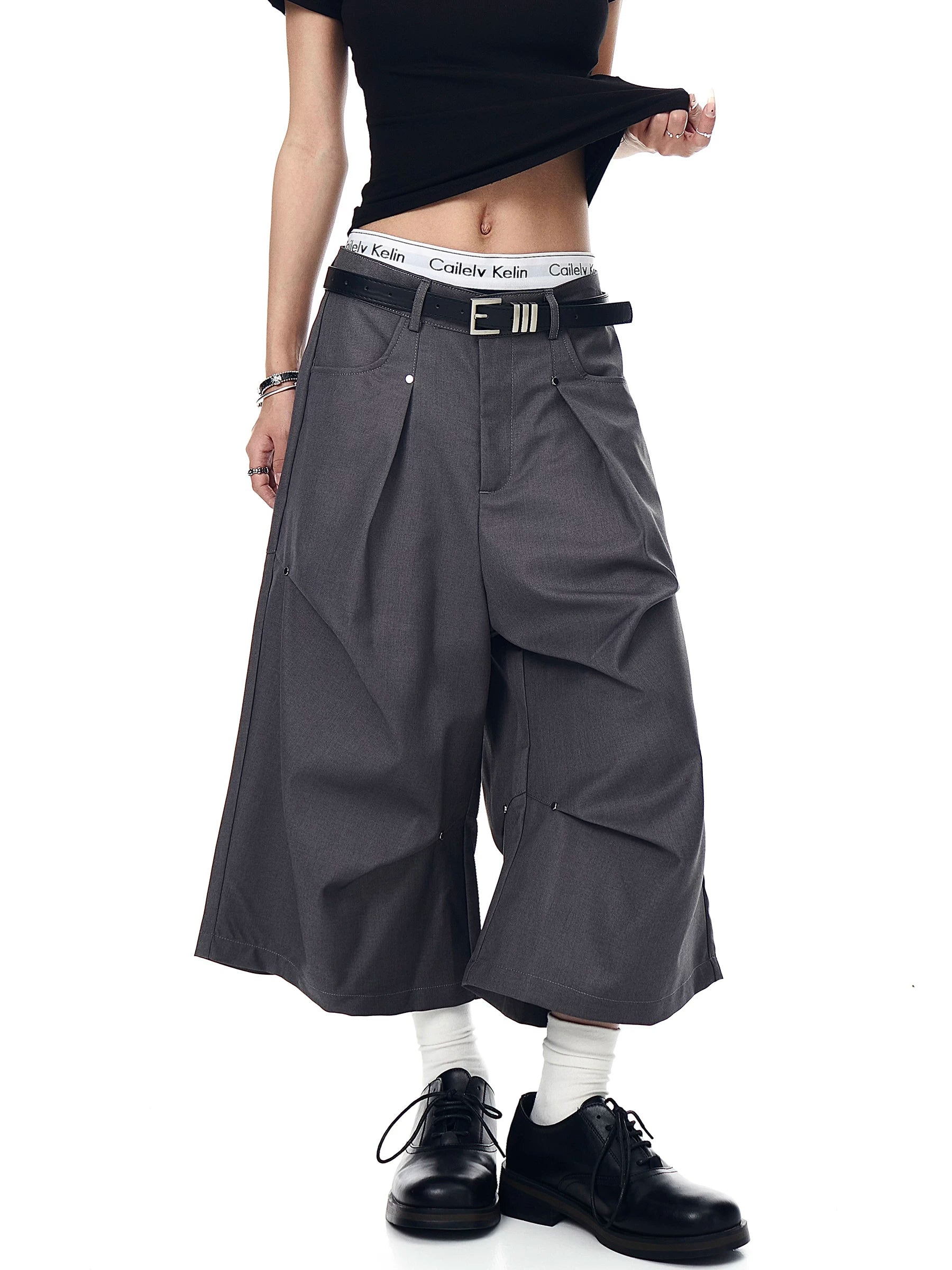 Studded Pleated Longline Shorts product view 3