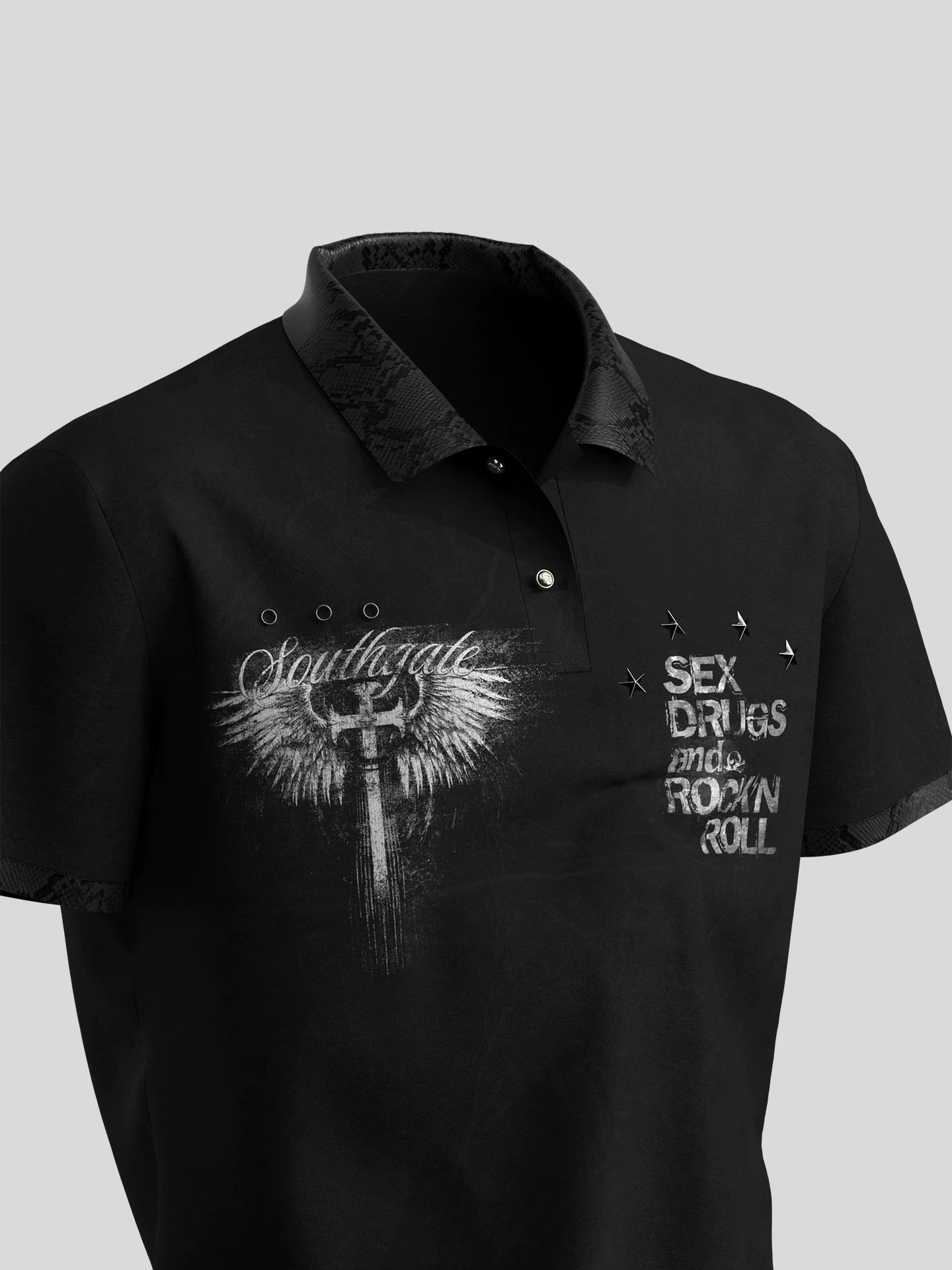 Studded Rock Graphic Cotton Polo product view 4