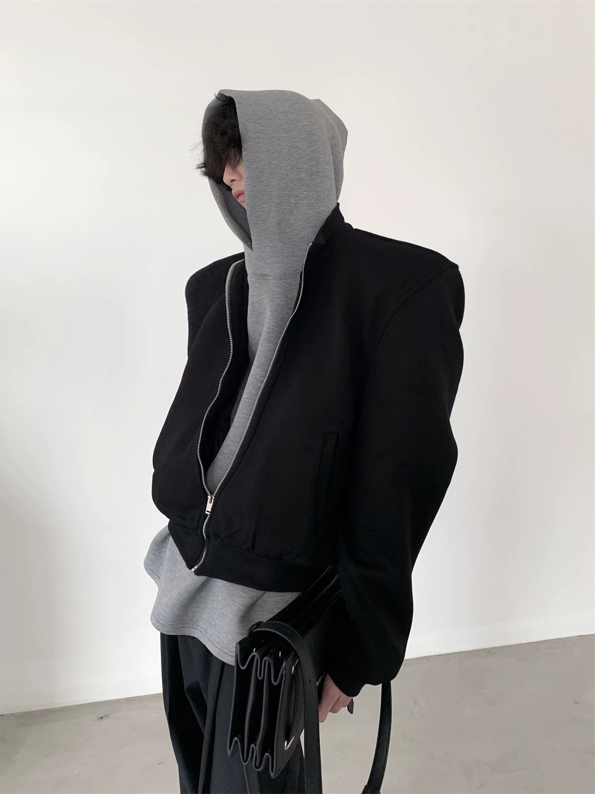 Layered Hood Panel Bomber Jacket product view 3