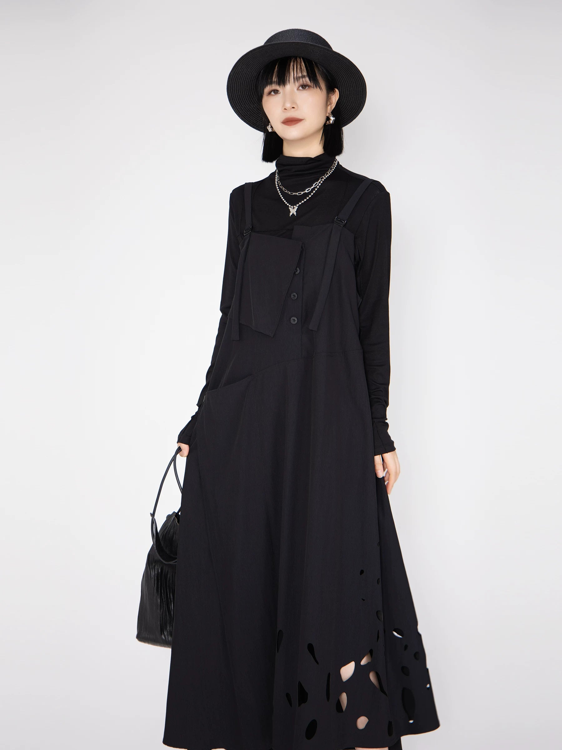 Cutout-Hem Pinafore Maxi Dress product view 4
