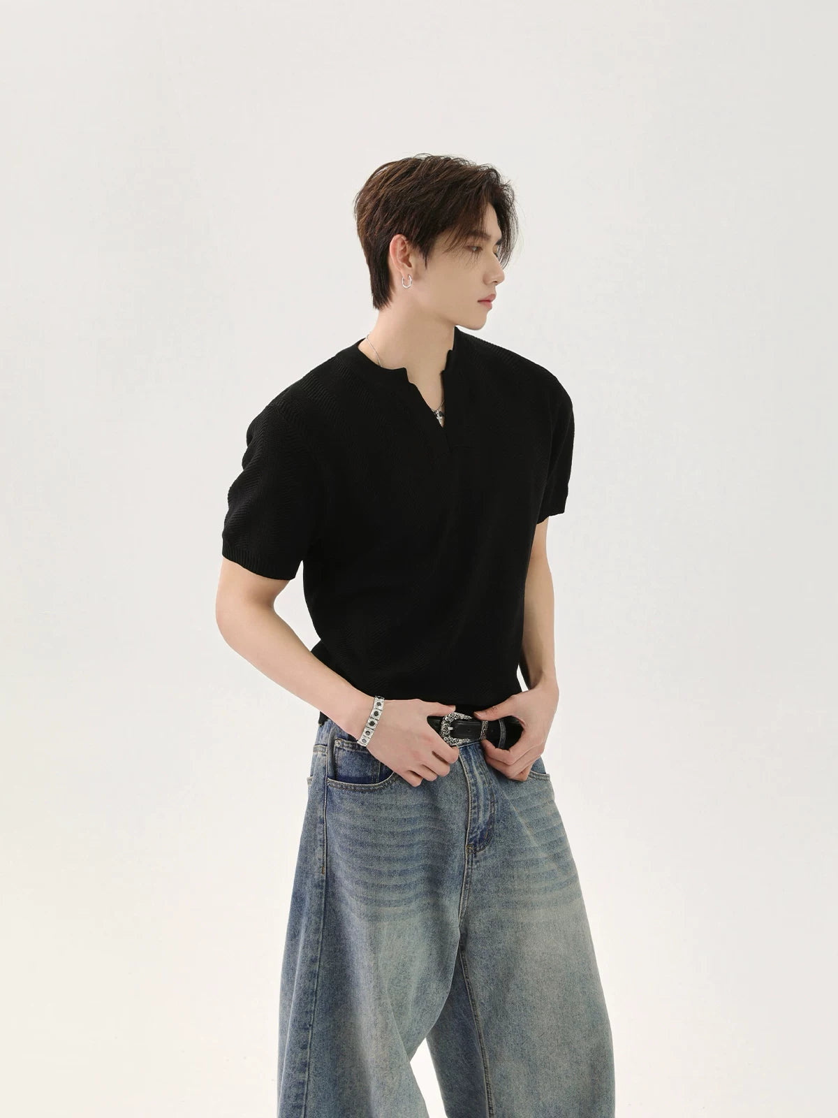 V-Neck Knit T-Shirt product view 3