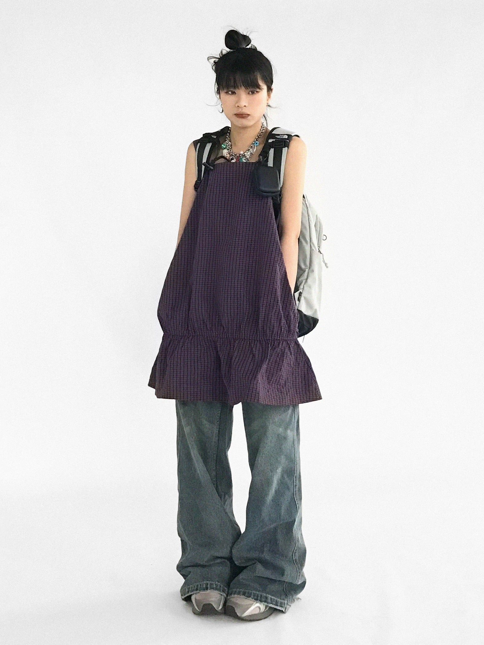 Ruffled Plaid Pinafore Dress product view 4