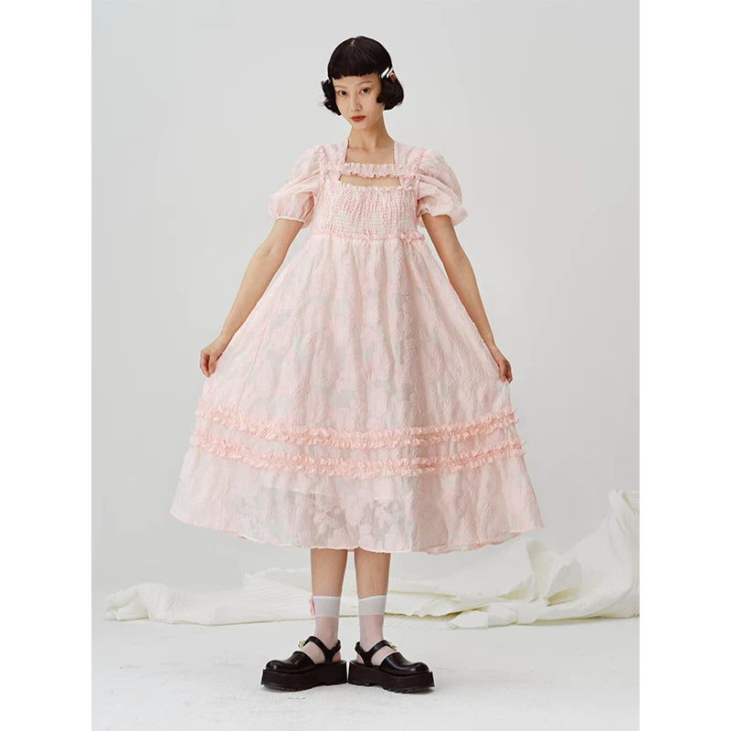 Floral Embroidered Square-Neck Midi Dress product view 3