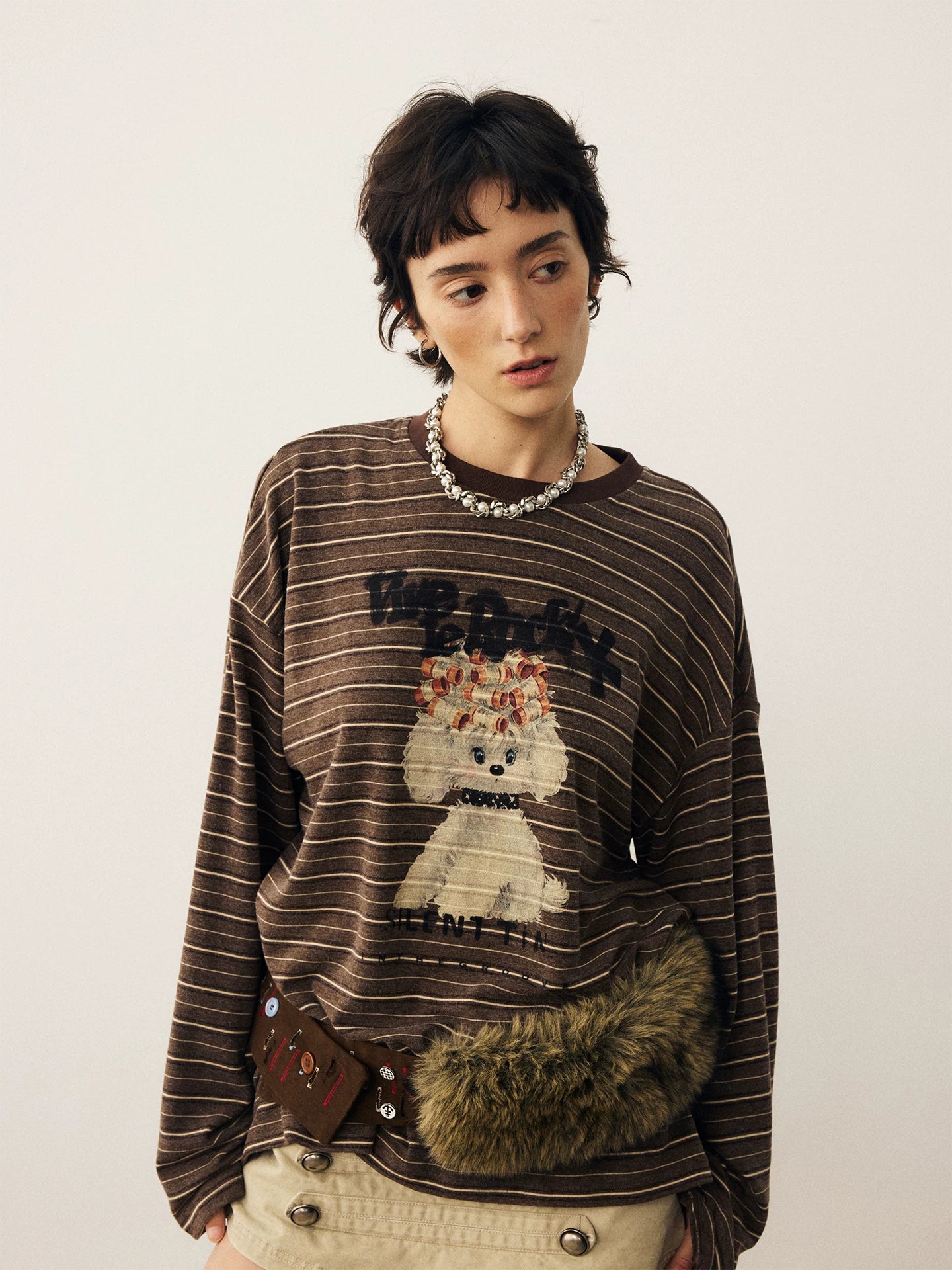 Striped Puppy Graphic Long-Sleeve T-Shirt product view 3