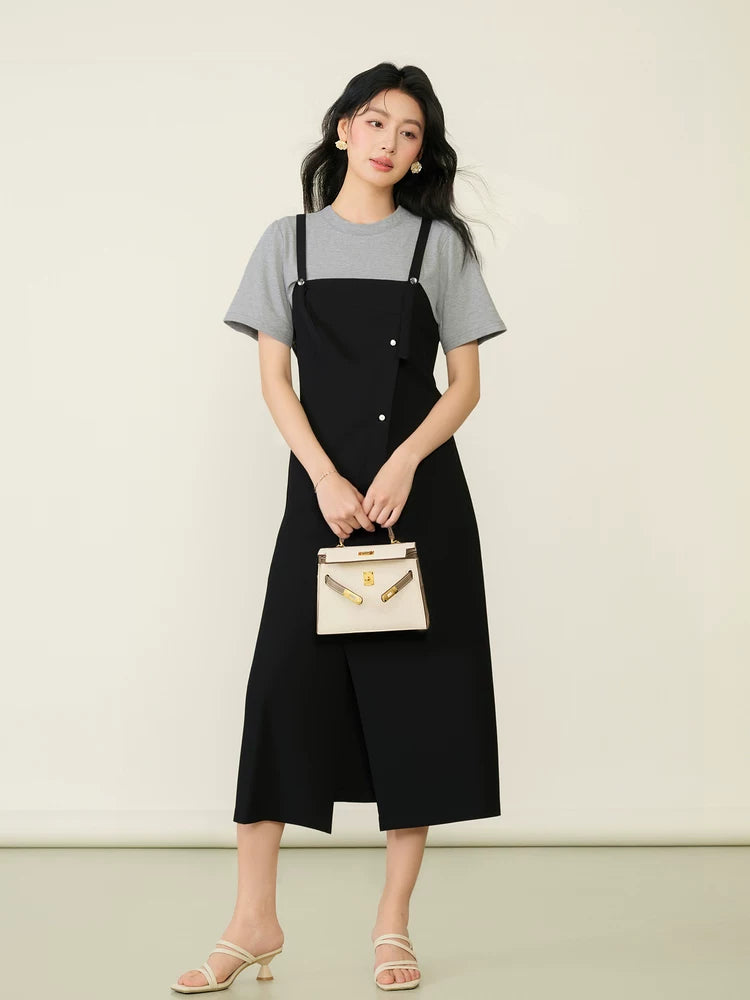 Layered Tee Pinafore Midi Dress product view 3