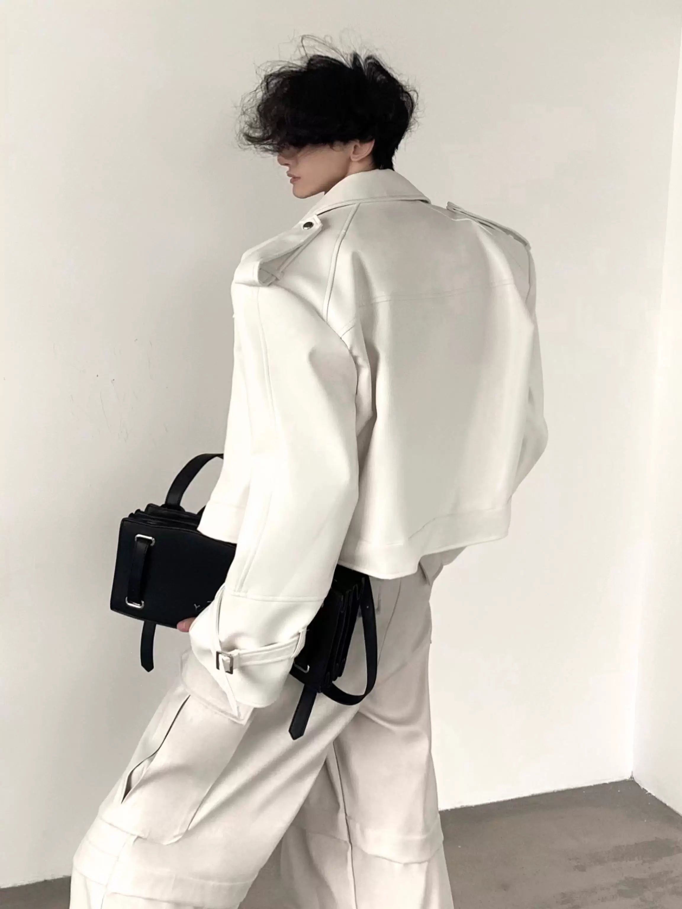 Sculpted White Moto Jacket product view 3