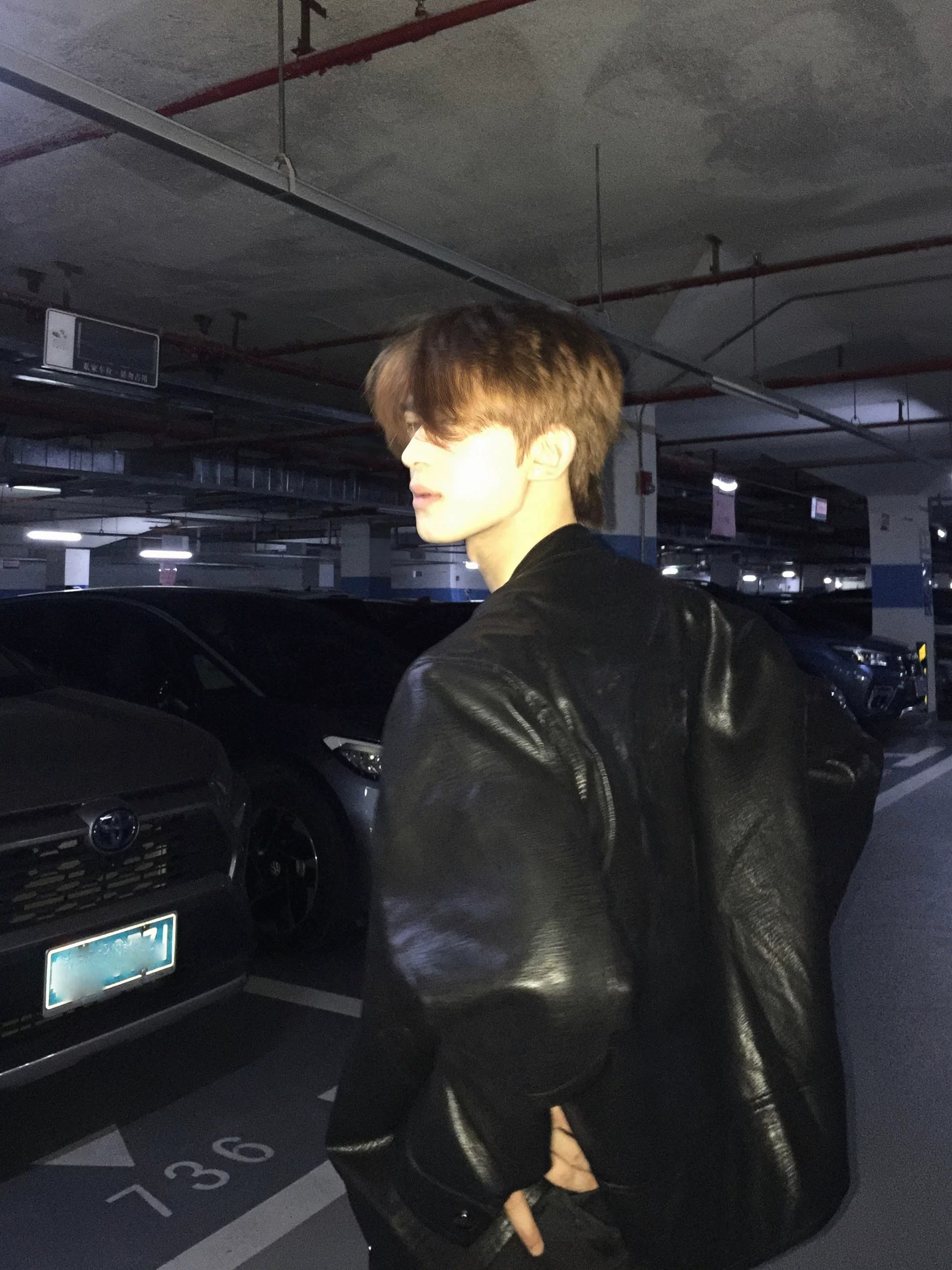 Padded-Shoulder Faux-Leather Jacket product view 4