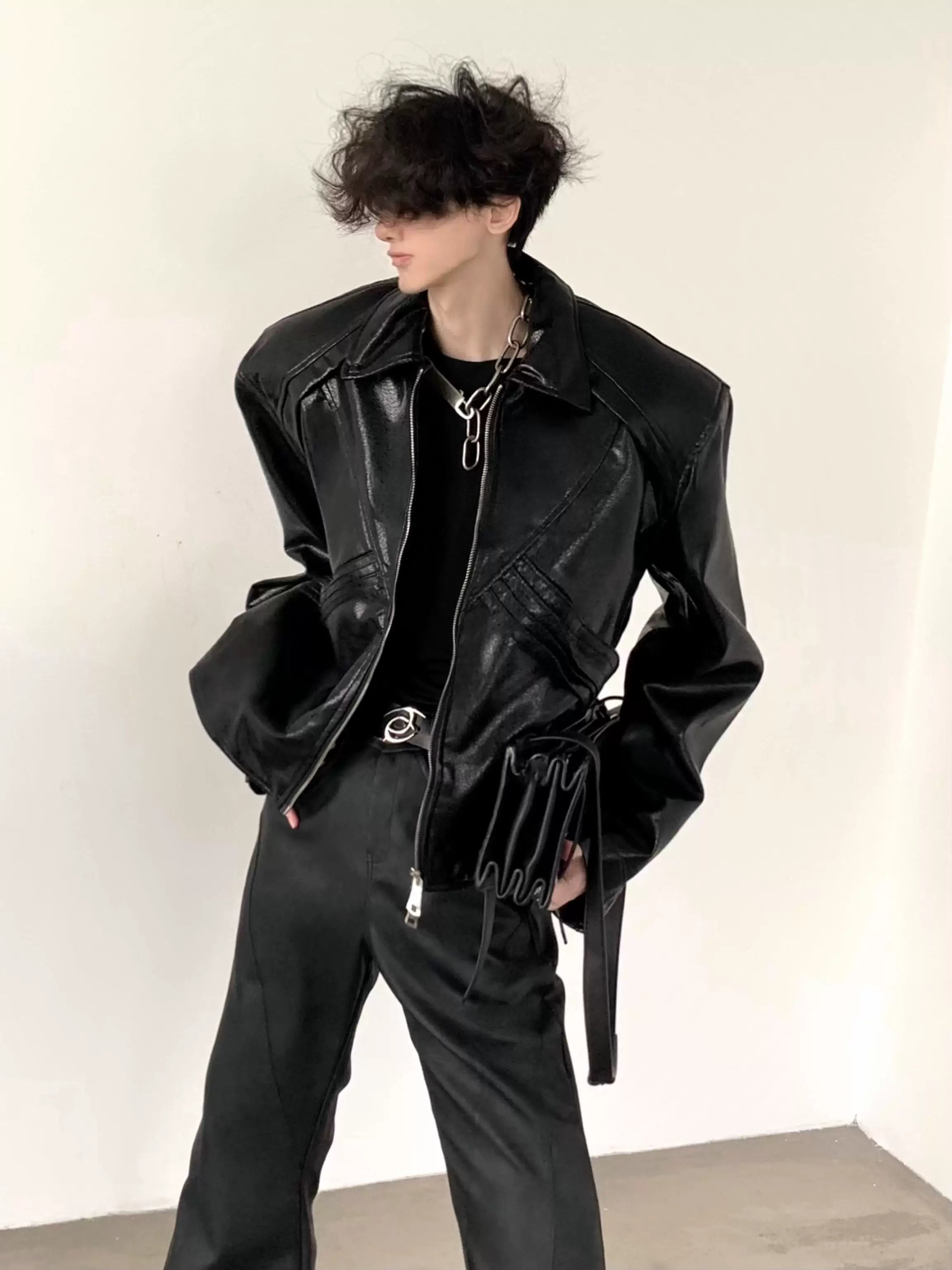 Structured Faux-Leather Moto Jacket product view 3