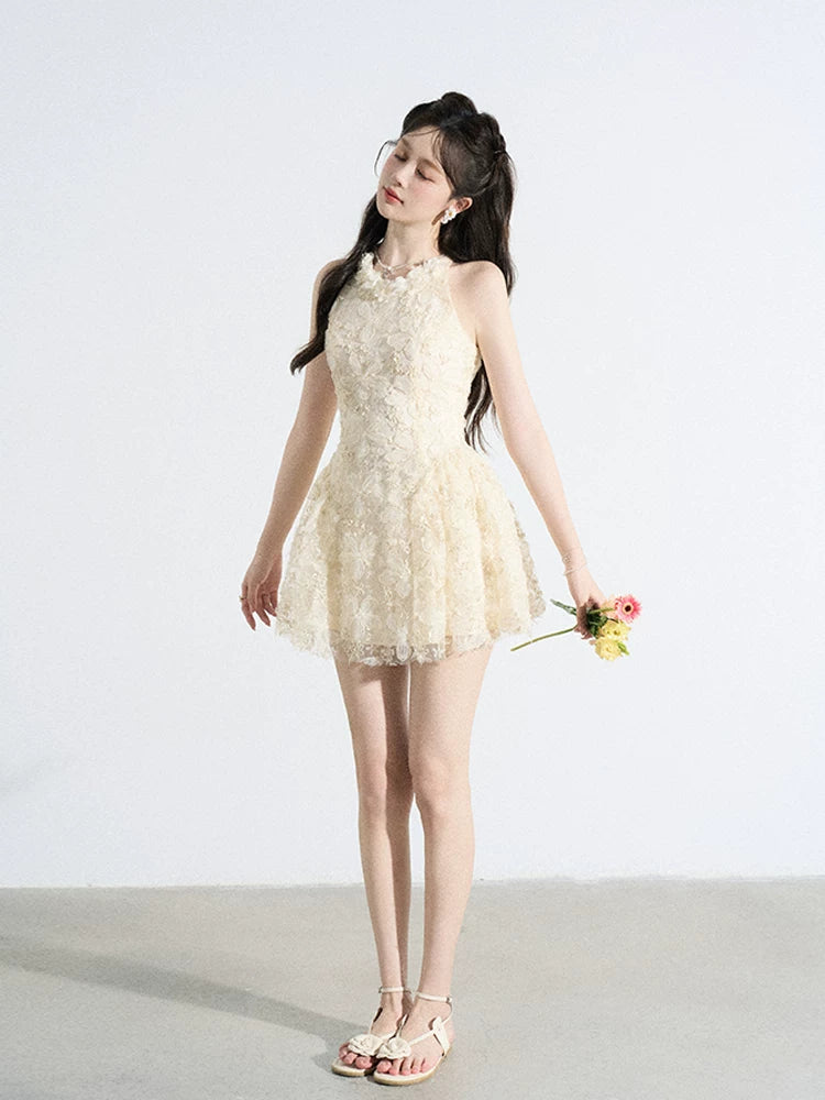 Petal Lace Halter Mini Dress product view 3