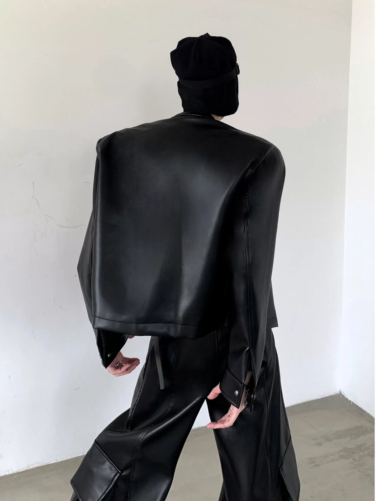 Sculpted-Shoulder Moto Jacket product view 3