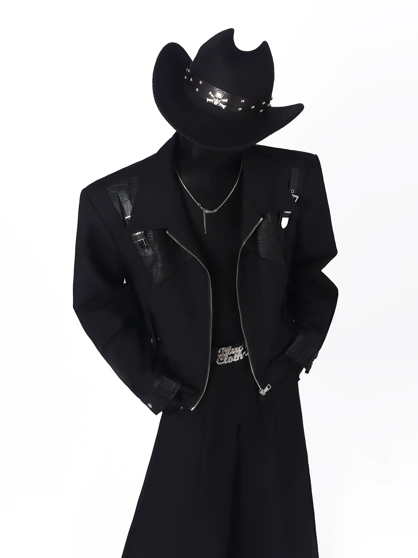 Buckle-Panel Cropped Zip Jacket product view 4