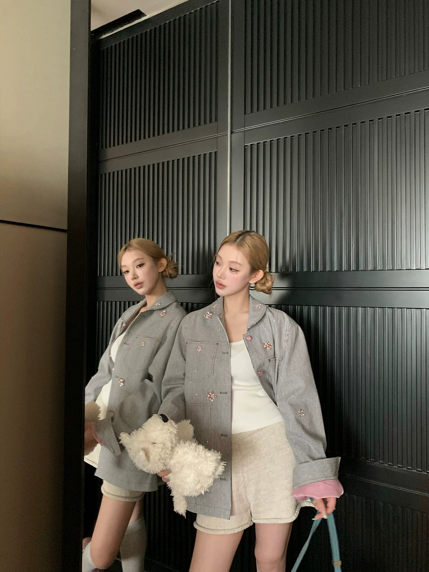 Striped Oversized Denim Jacket product view 3