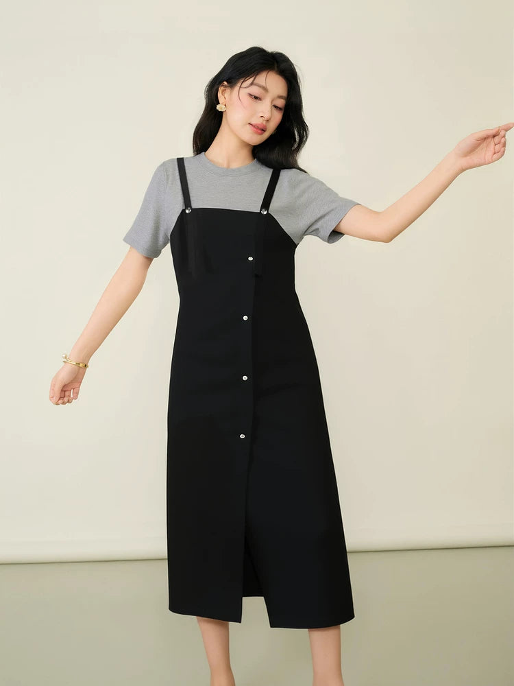 Layered Tee Pinafore Midi Dress product view 4