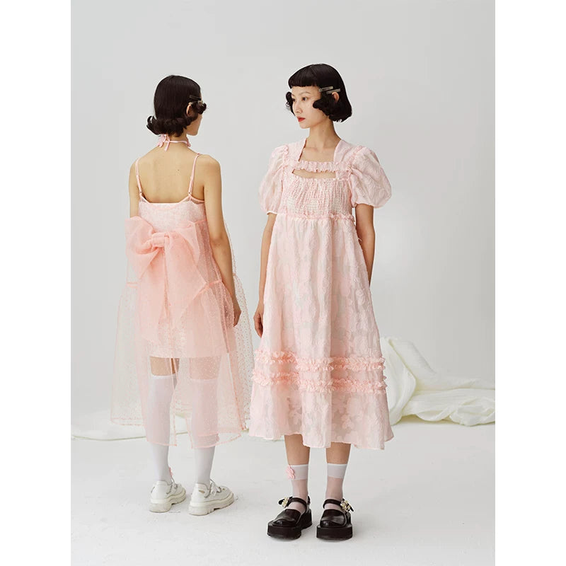 Floral Embroidered Square-Neck Midi Dress product view 4