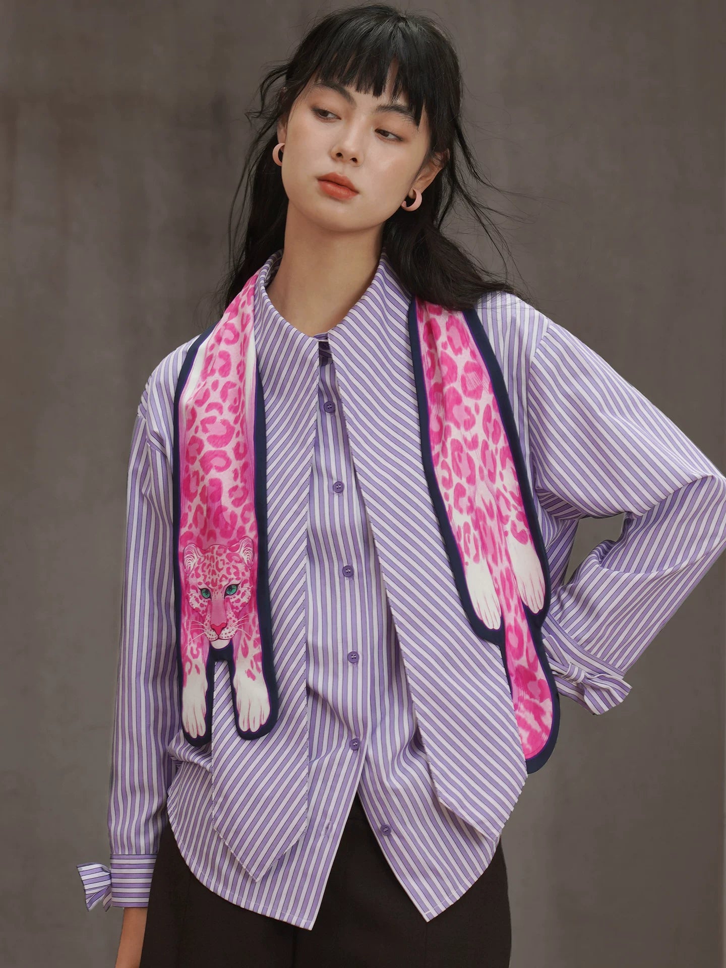Pink Panther Print Long Scarf product view 5