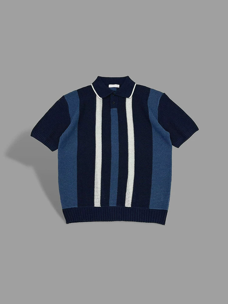 Open-Knit Striped Polo Shirt product view 5