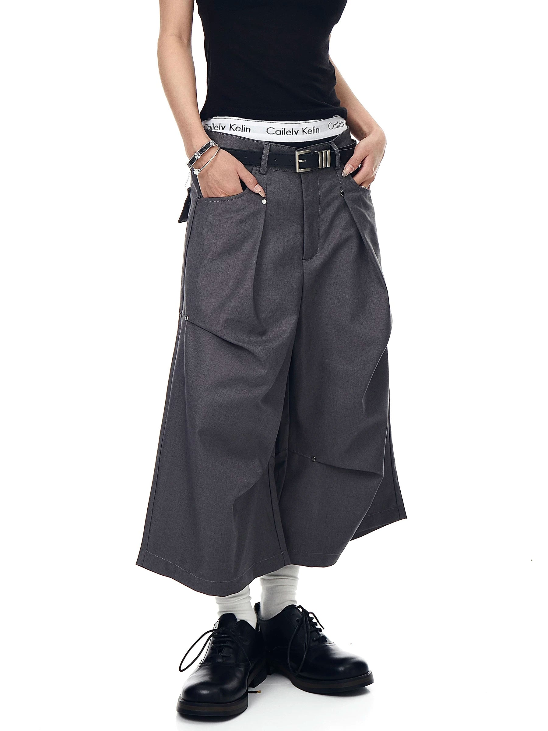 Studded Pleated Longline Shorts product view 5