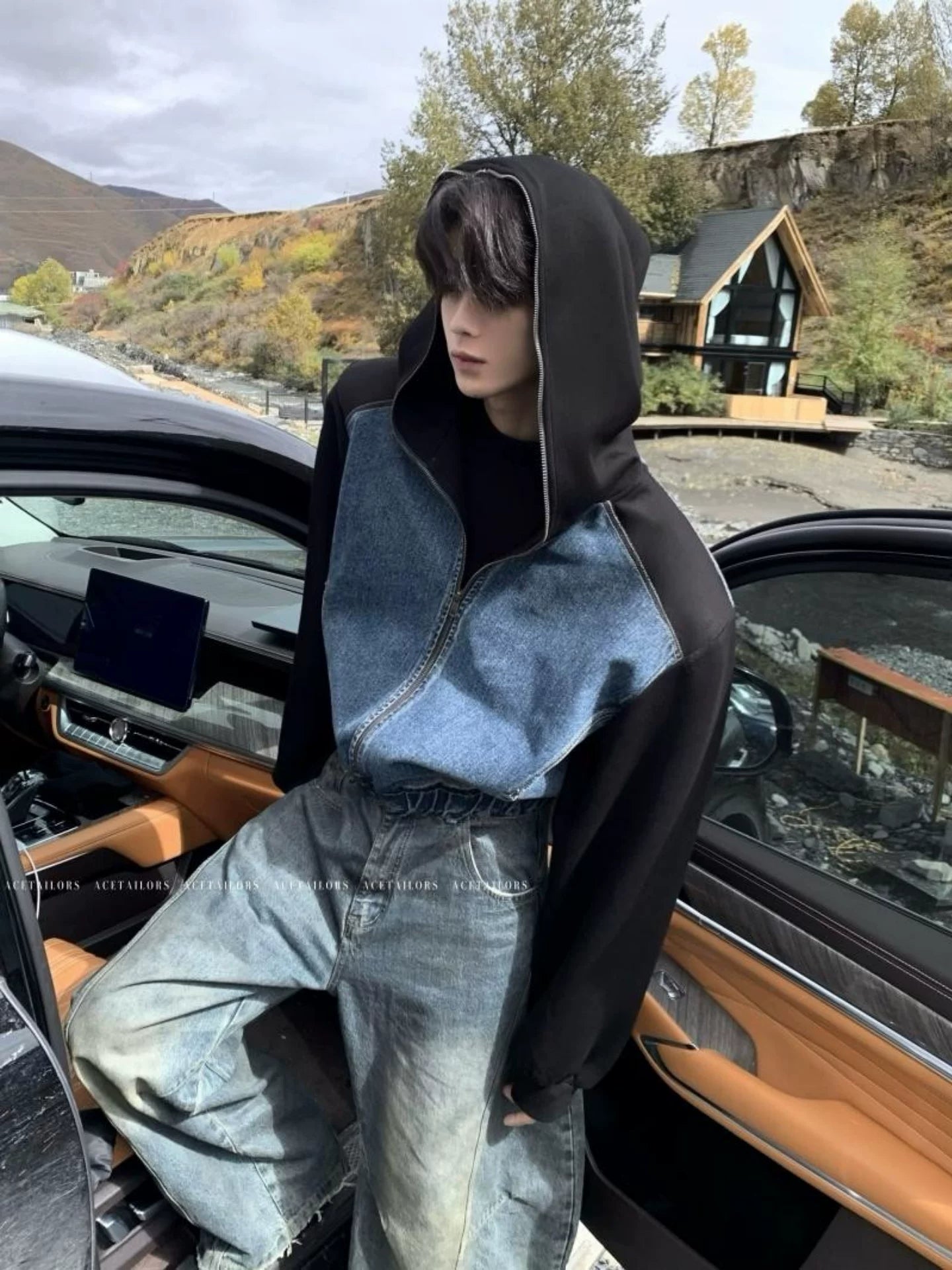 Denim-Panel Hooded Jacket product view 3