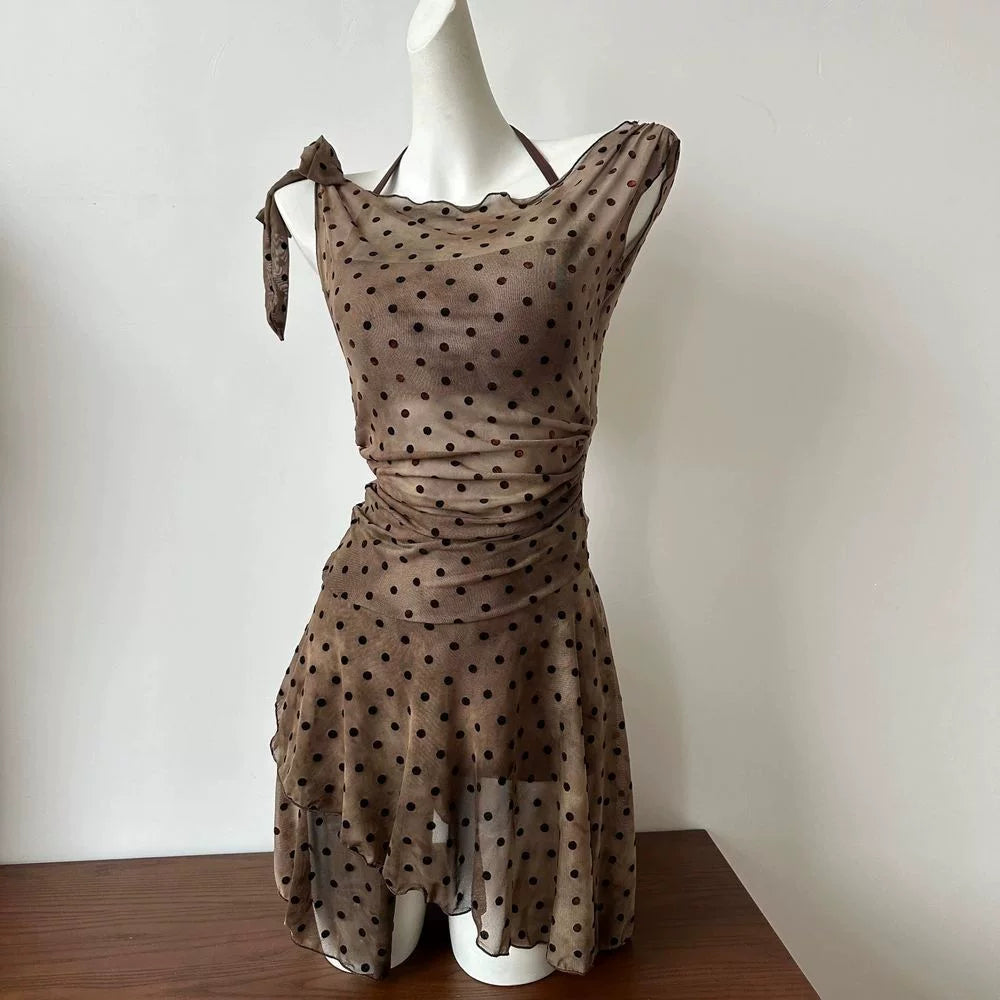 Asymmetric Polka-Dot Swim Dress product view 5
