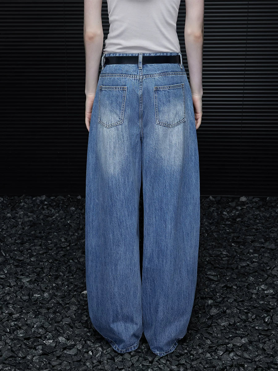 Vintage-Wash Barrel-Leg Jeans product view 5